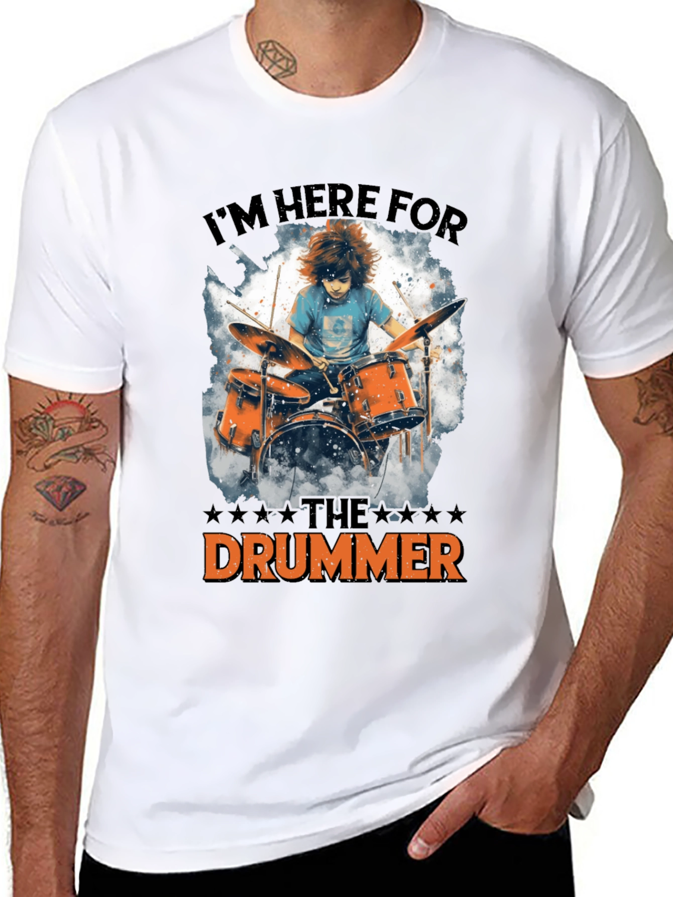 Im Here For The Drummer Black T-Shirt