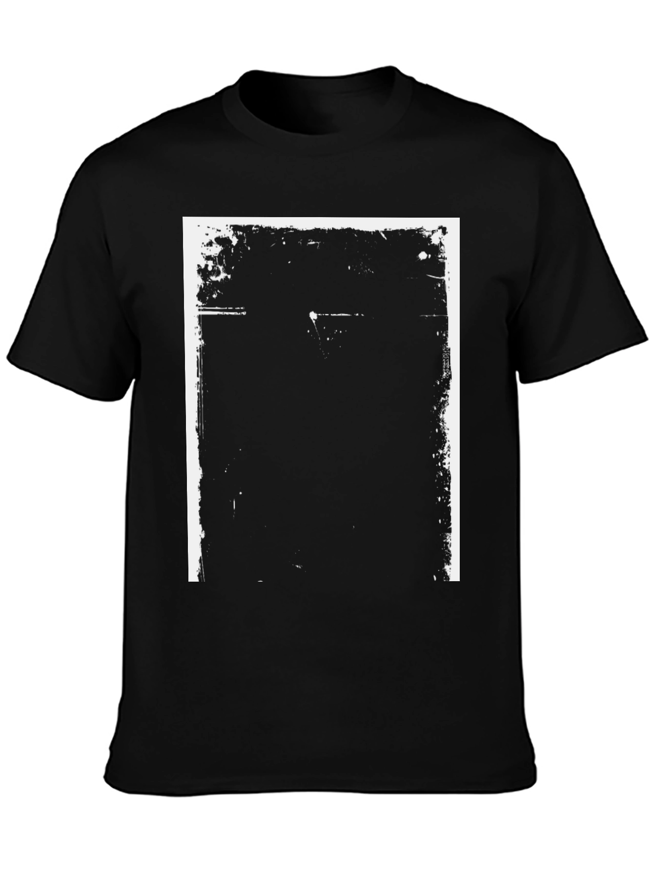 Mens Black Graphic Tee - Grunge Border Design