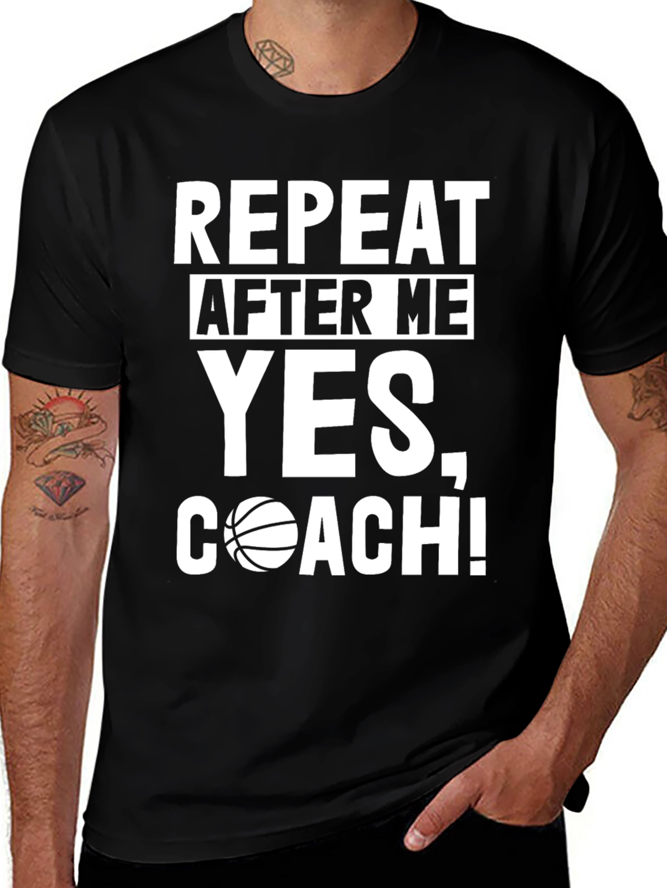 Repeat After Me Yes Coach Basketball Graphic Tee
