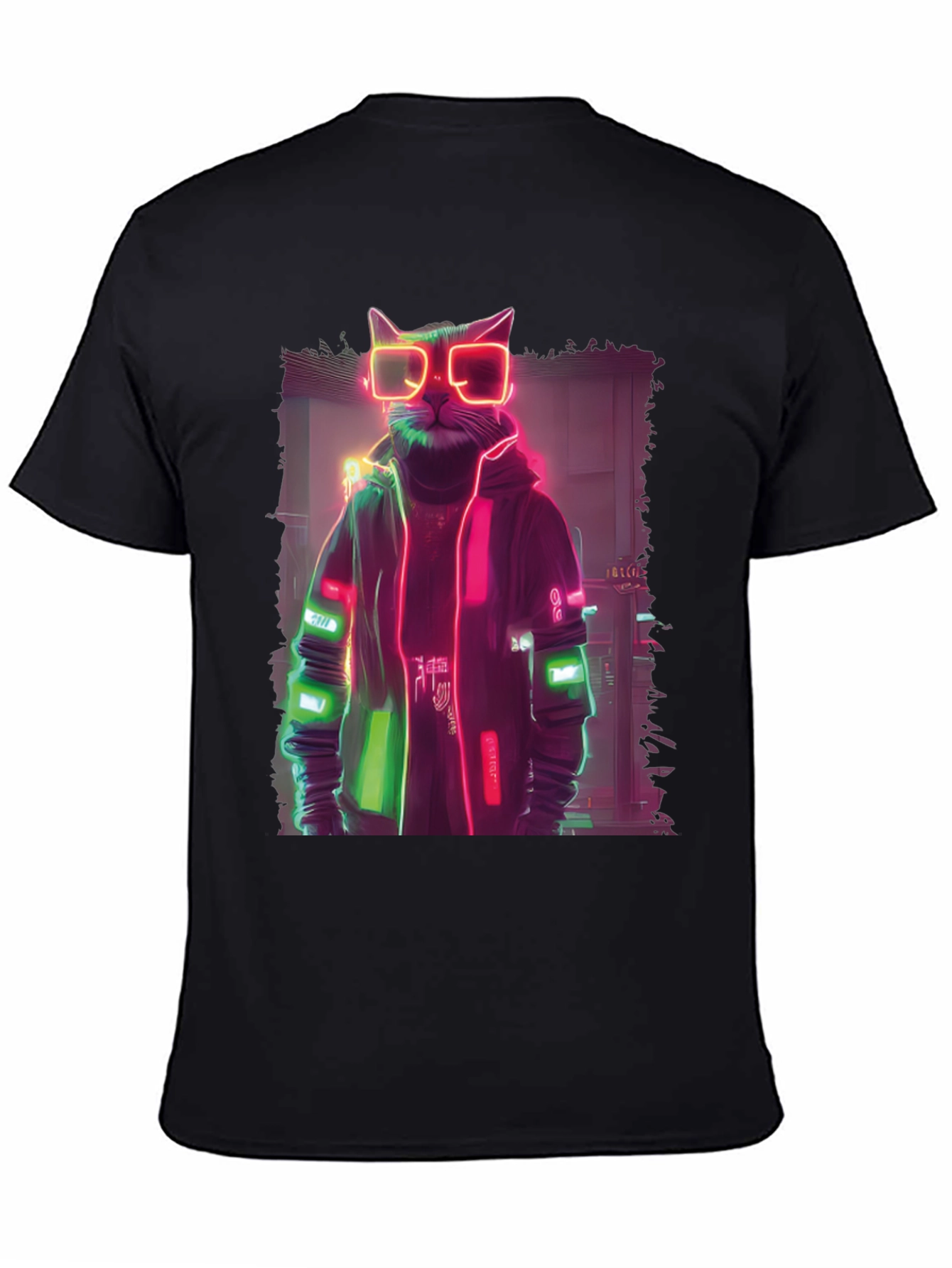 Cyberpunk Cat T-Shirt - Neon Style Graphic Tee