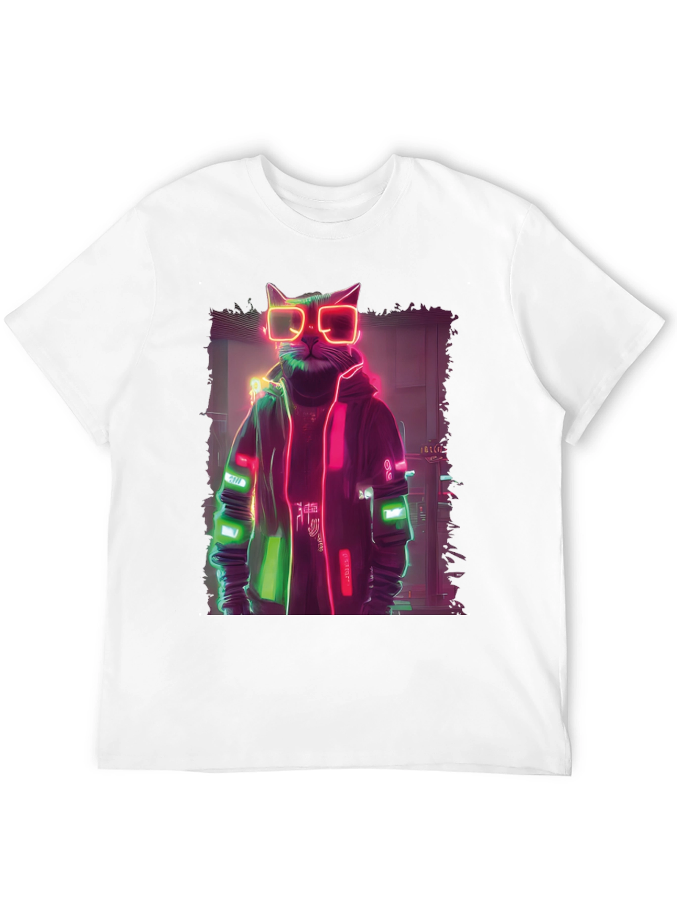 Cyberpunk Cat T-Shirt - Neon Style Graphic Tee