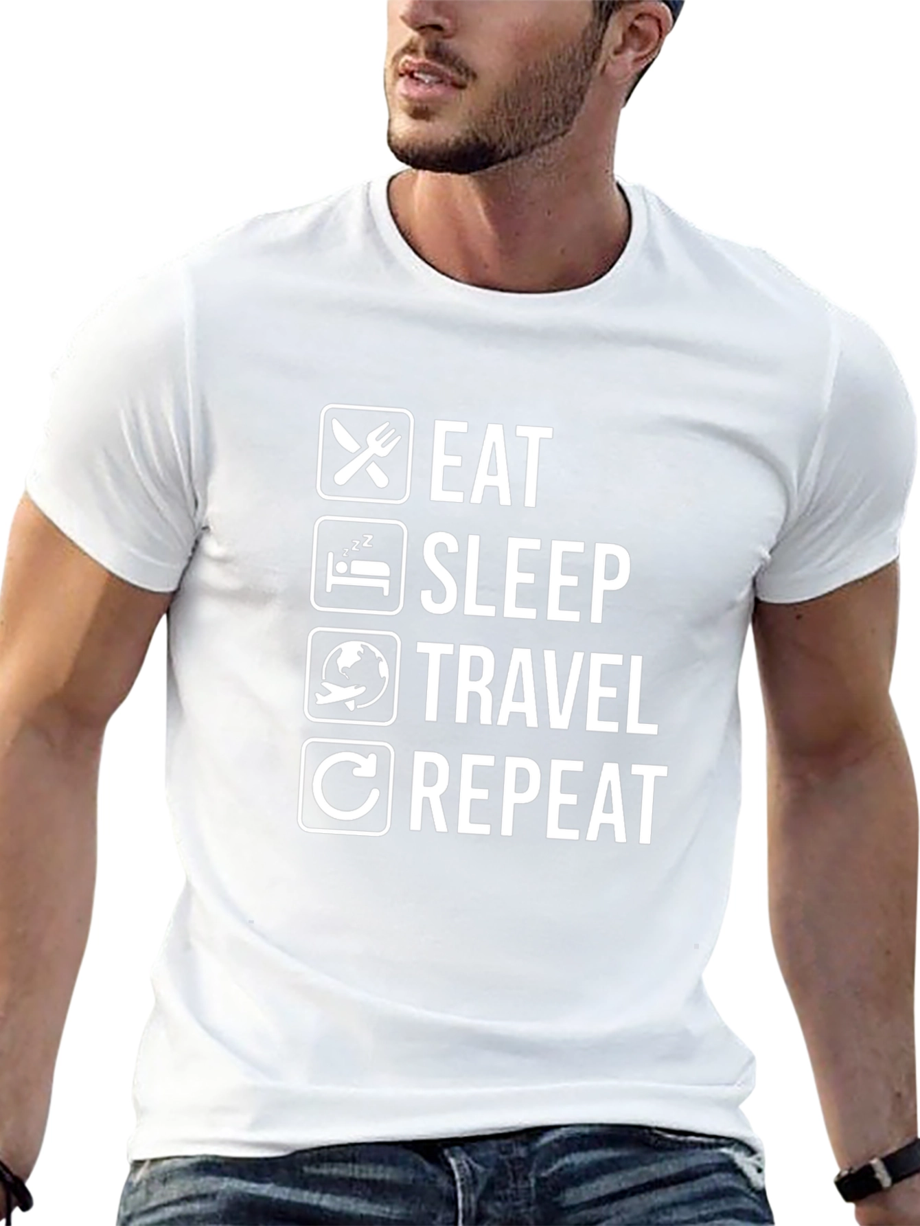 Eat Sleep Travel Repeat Graphic T-Shirt