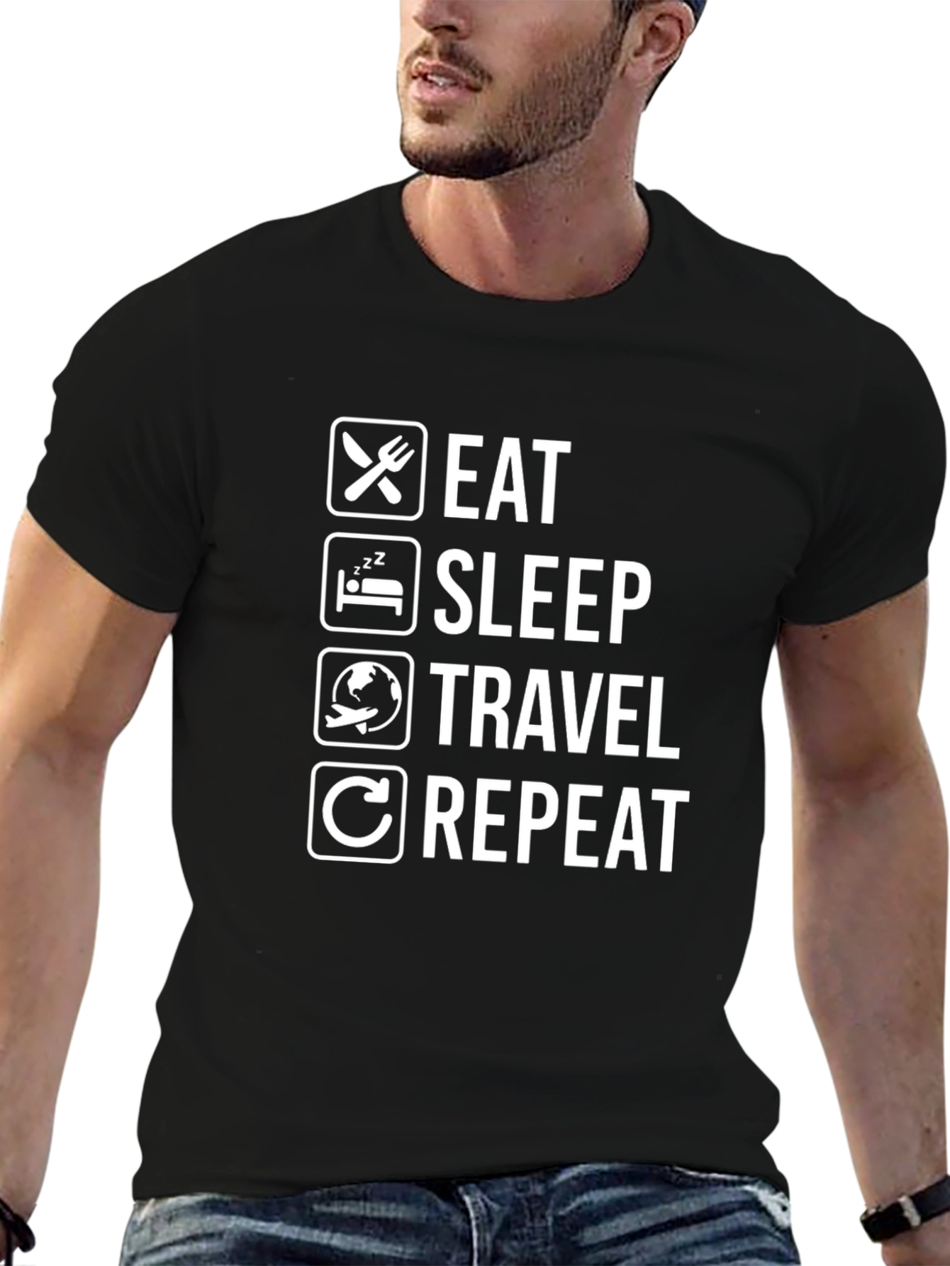 Eat Sleep Travel Repeat Graphic T-Shirt