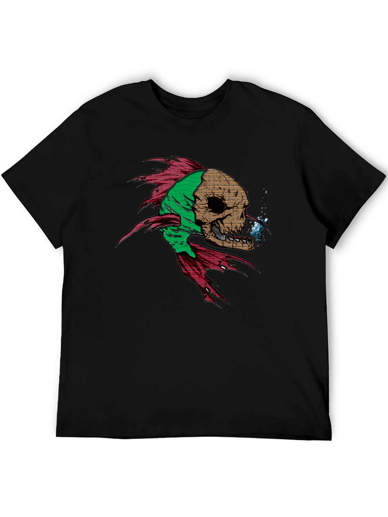 Skull Fish Graphic Tee - Mens Black T-Shirt