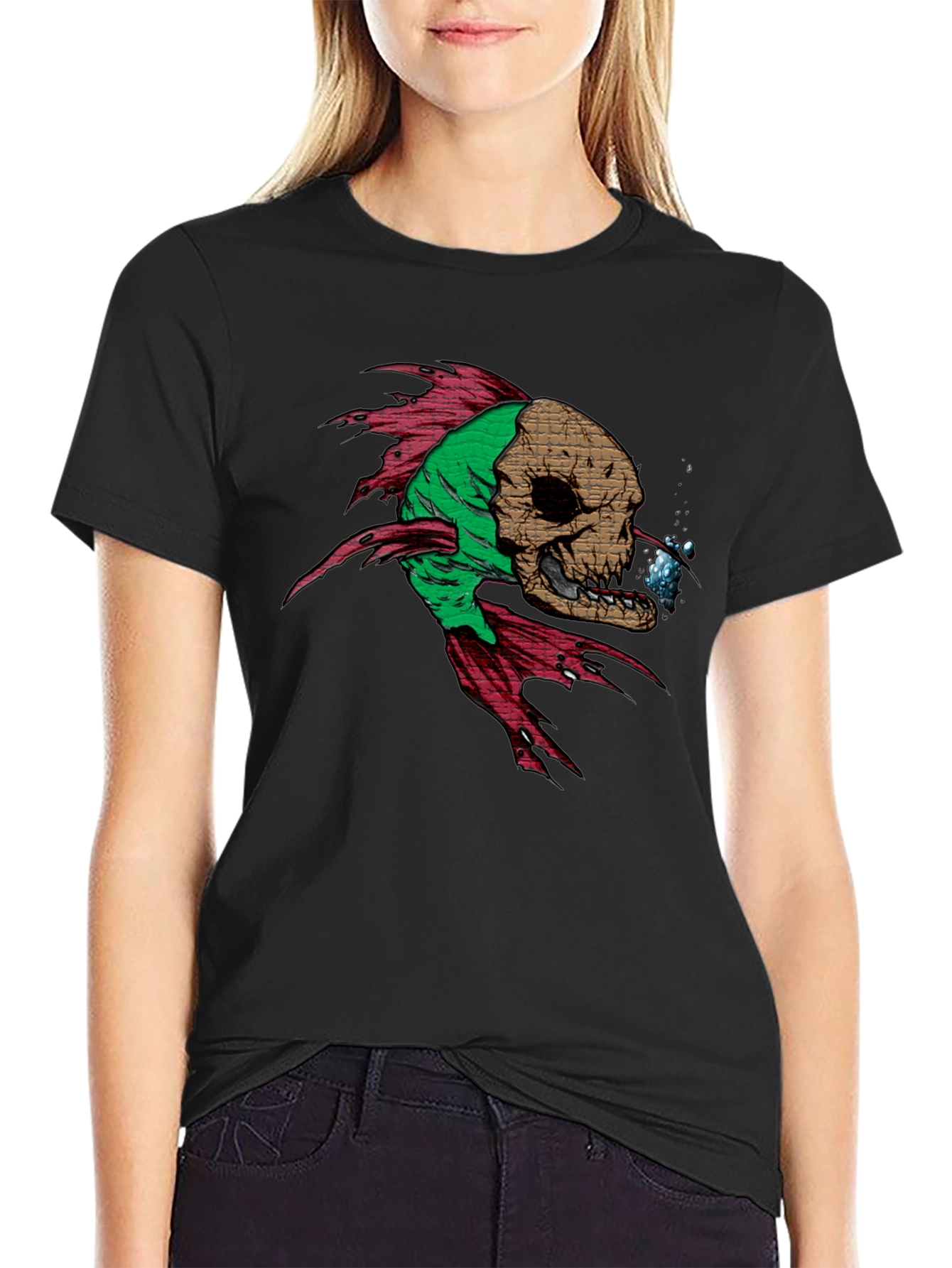 Skull Fish Graphic Tee - Mens Black T-Shirt