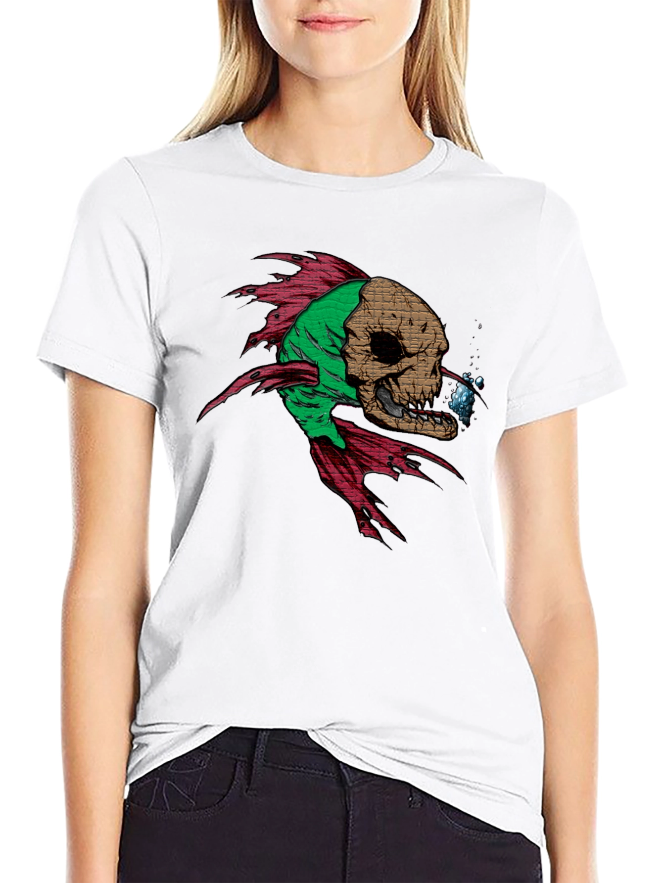 Skull Fish Graphic Tee - Mens Black T-Shirt