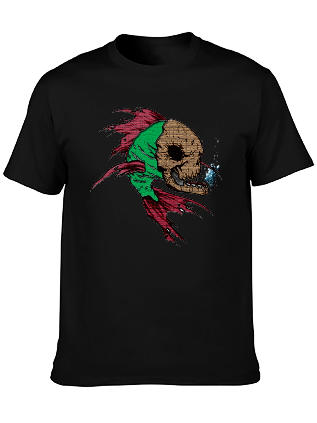 Skull Fish Graphic Tee - Mens Black T-Shirt