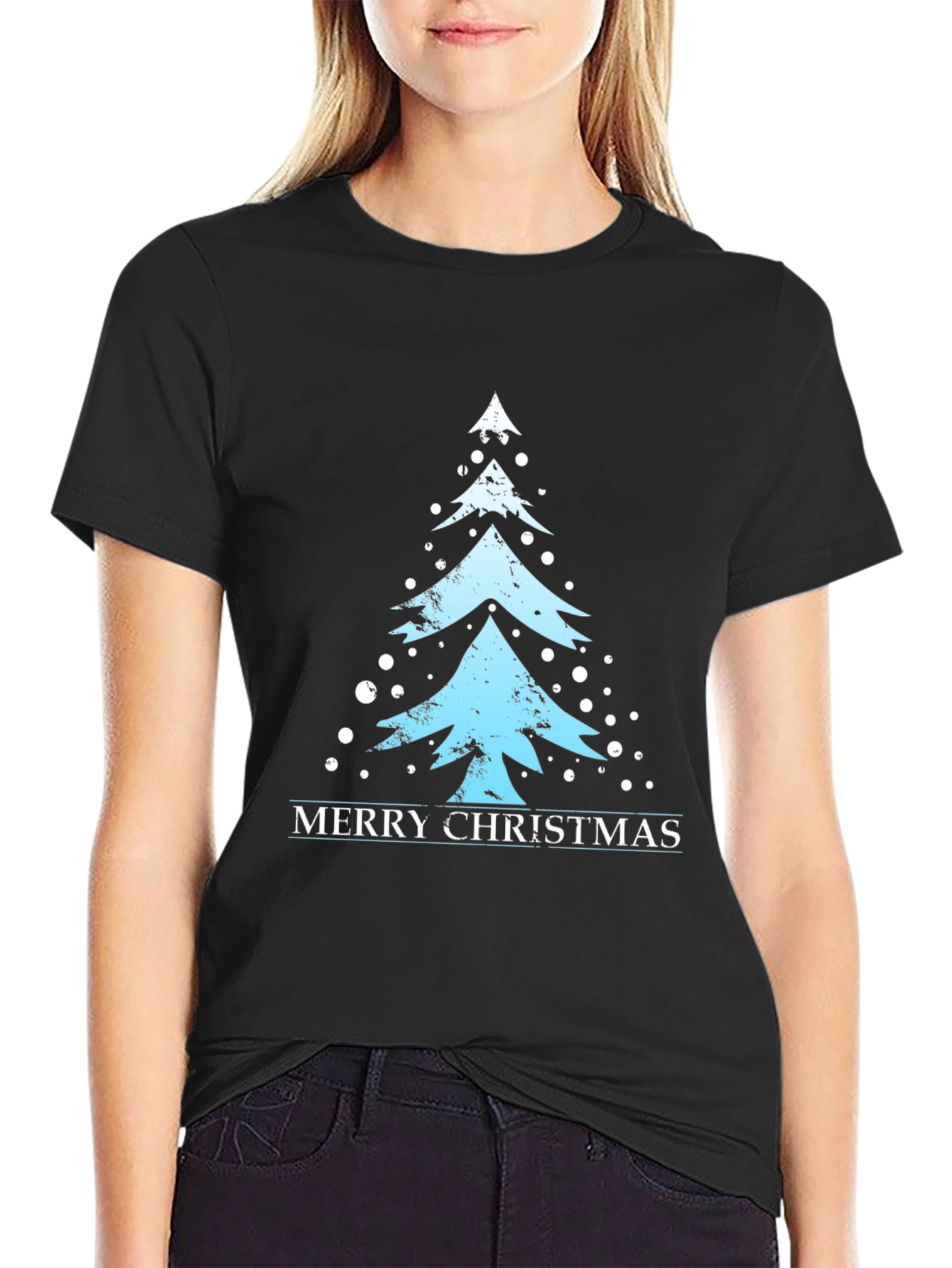 Merry Christmas Tree Graphic T-Shirt