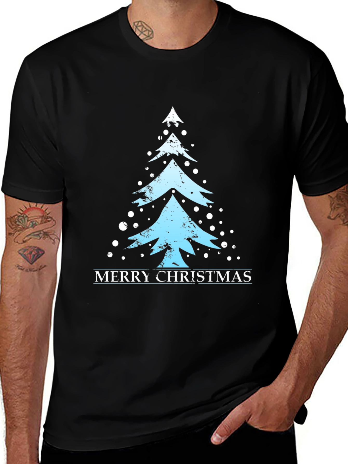 Merry Christmas Tree Graphic T-Shirt