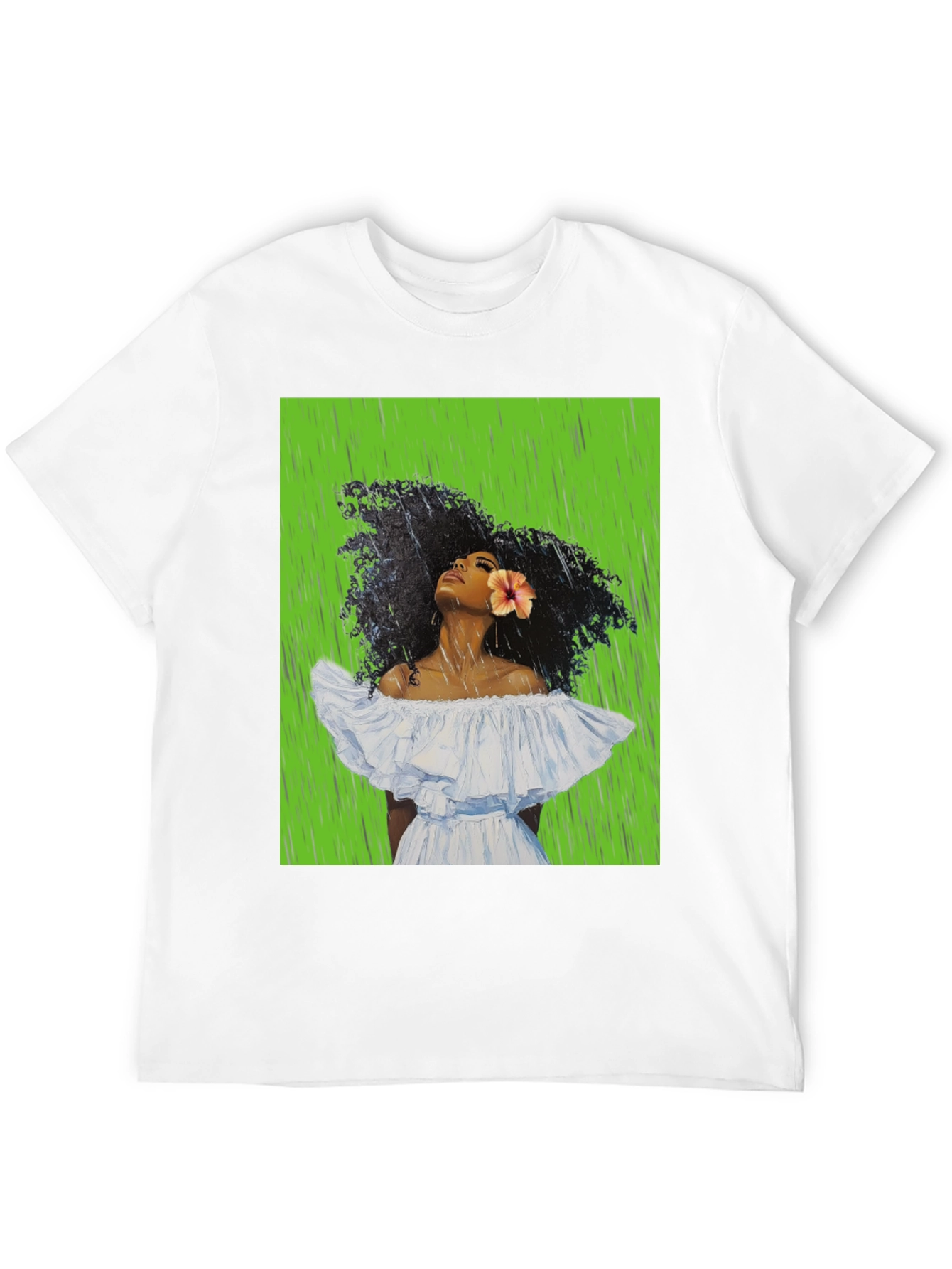 Woman in Rain Graphic Tee - Black Cotton T-Shirt