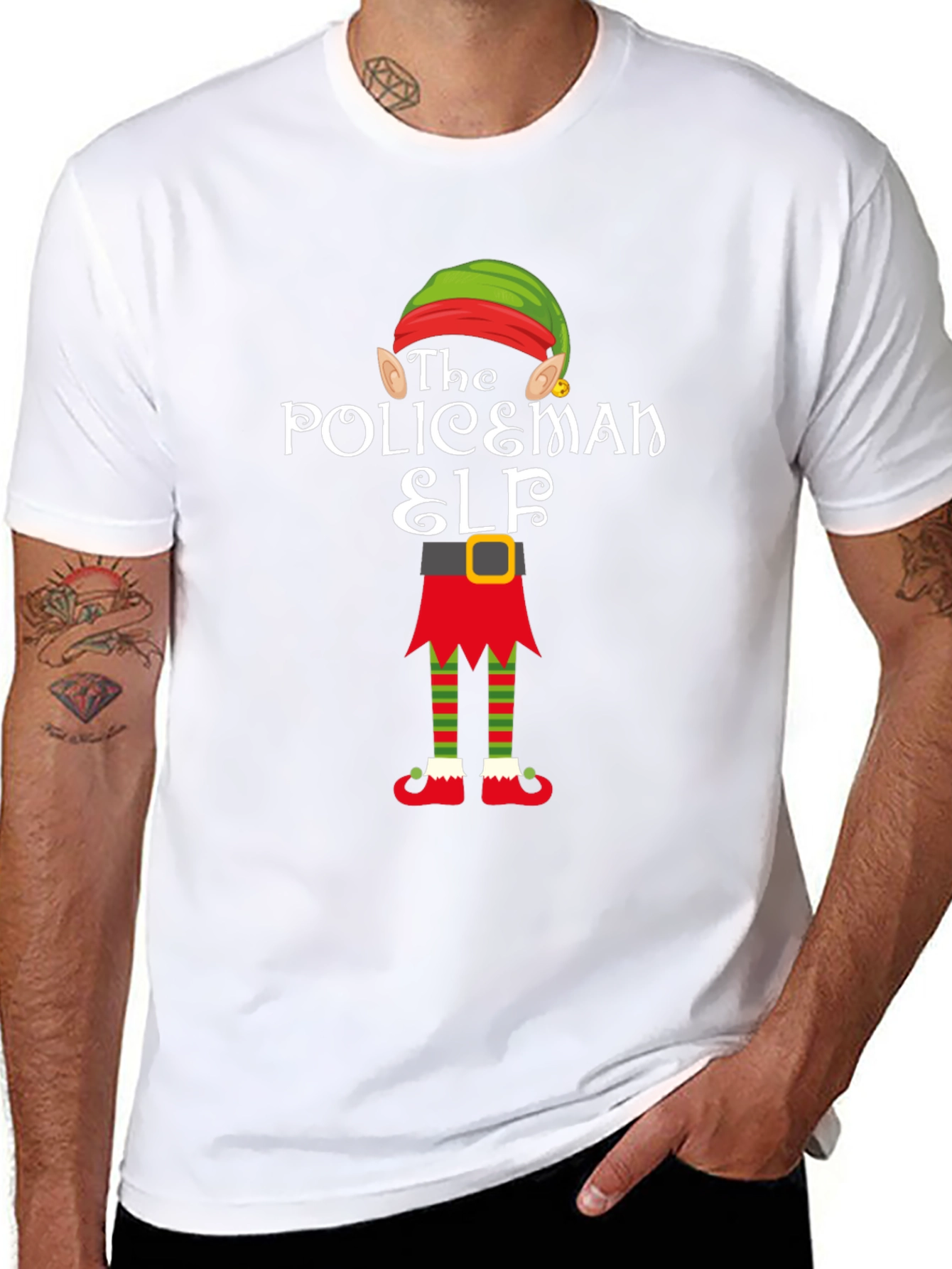 Policeman Elf Christmas T-Shirt