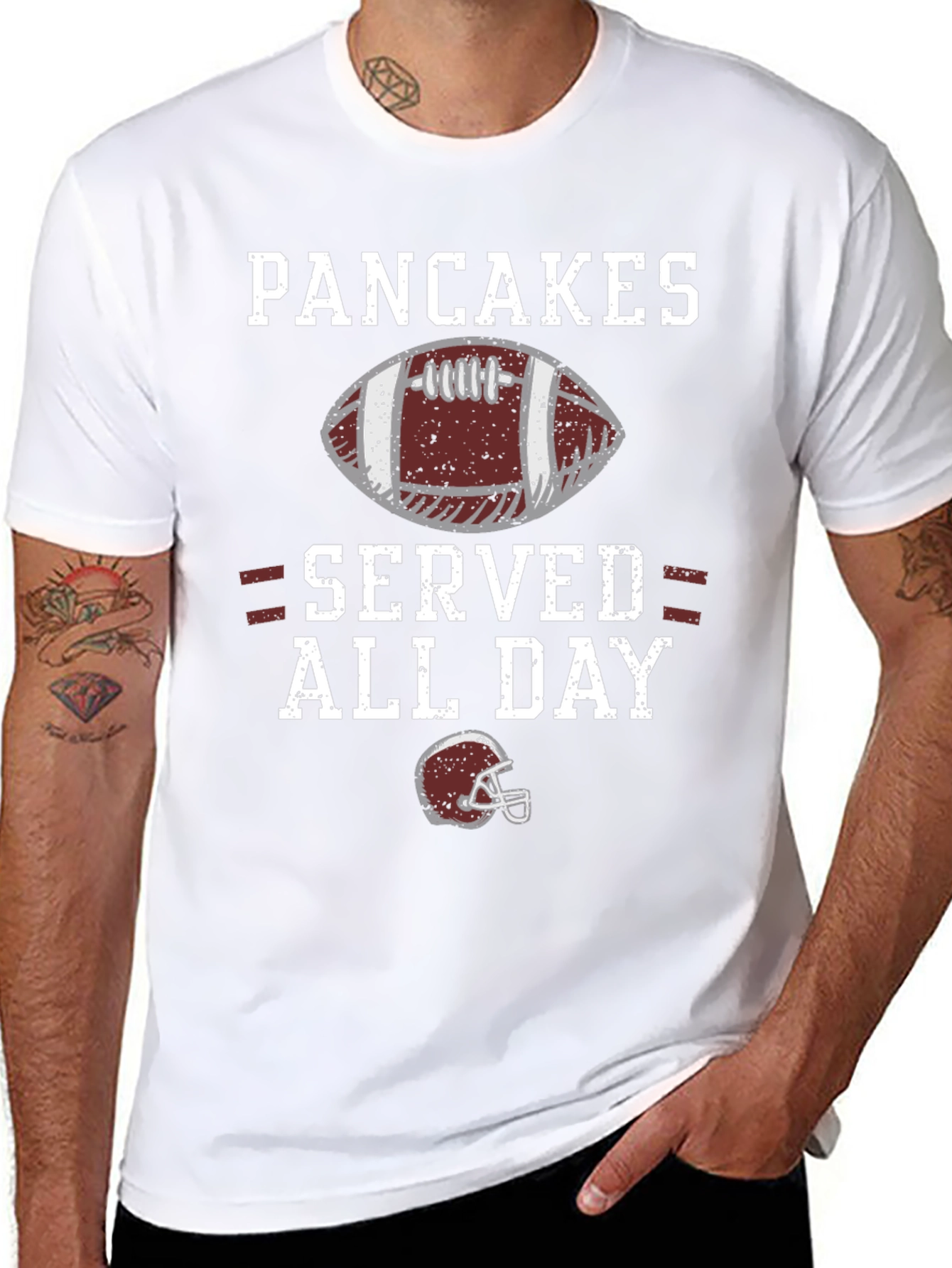 Pancakes Served All Day Funny Football T-Shirt