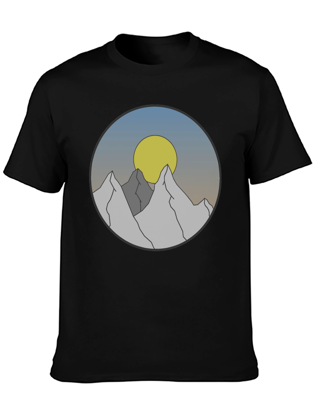 Mountain Sunset Graphic Tee - Stylish Black T-Shirt