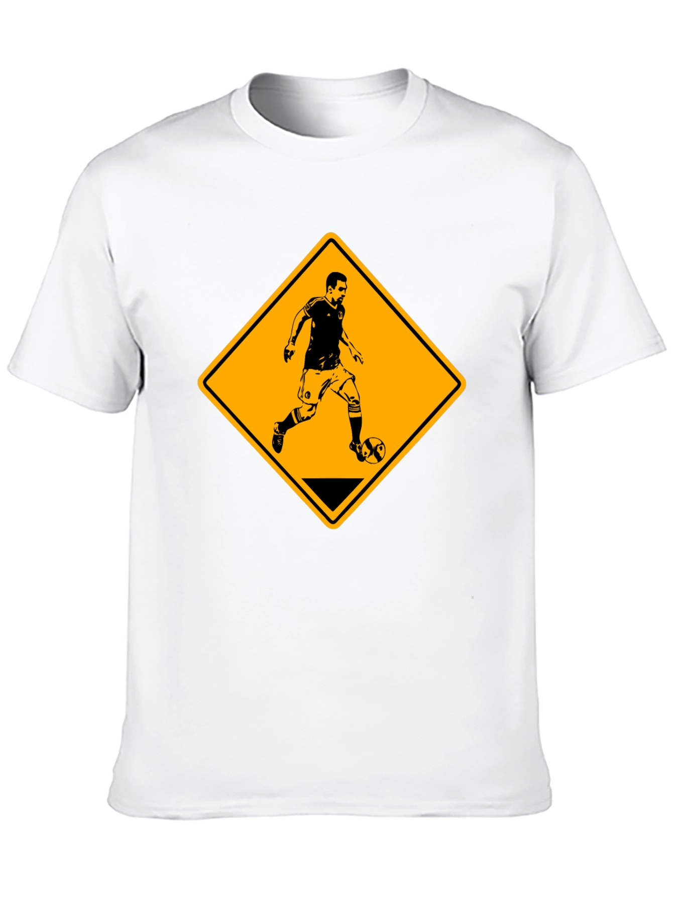 Soccer Player Warning Sign Black Graphic Tee