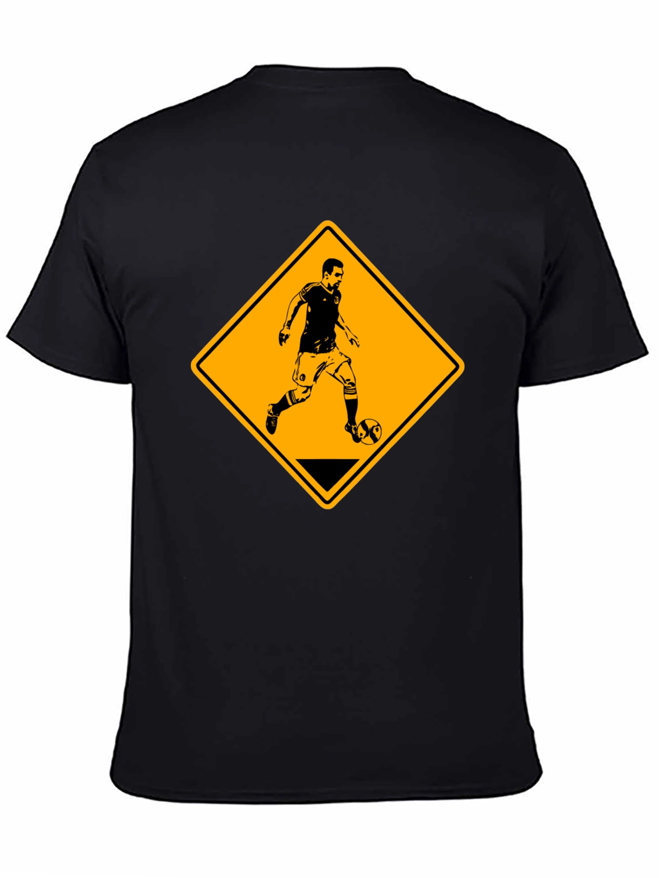 Soccer Player Warning Sign Black Graphic Tee