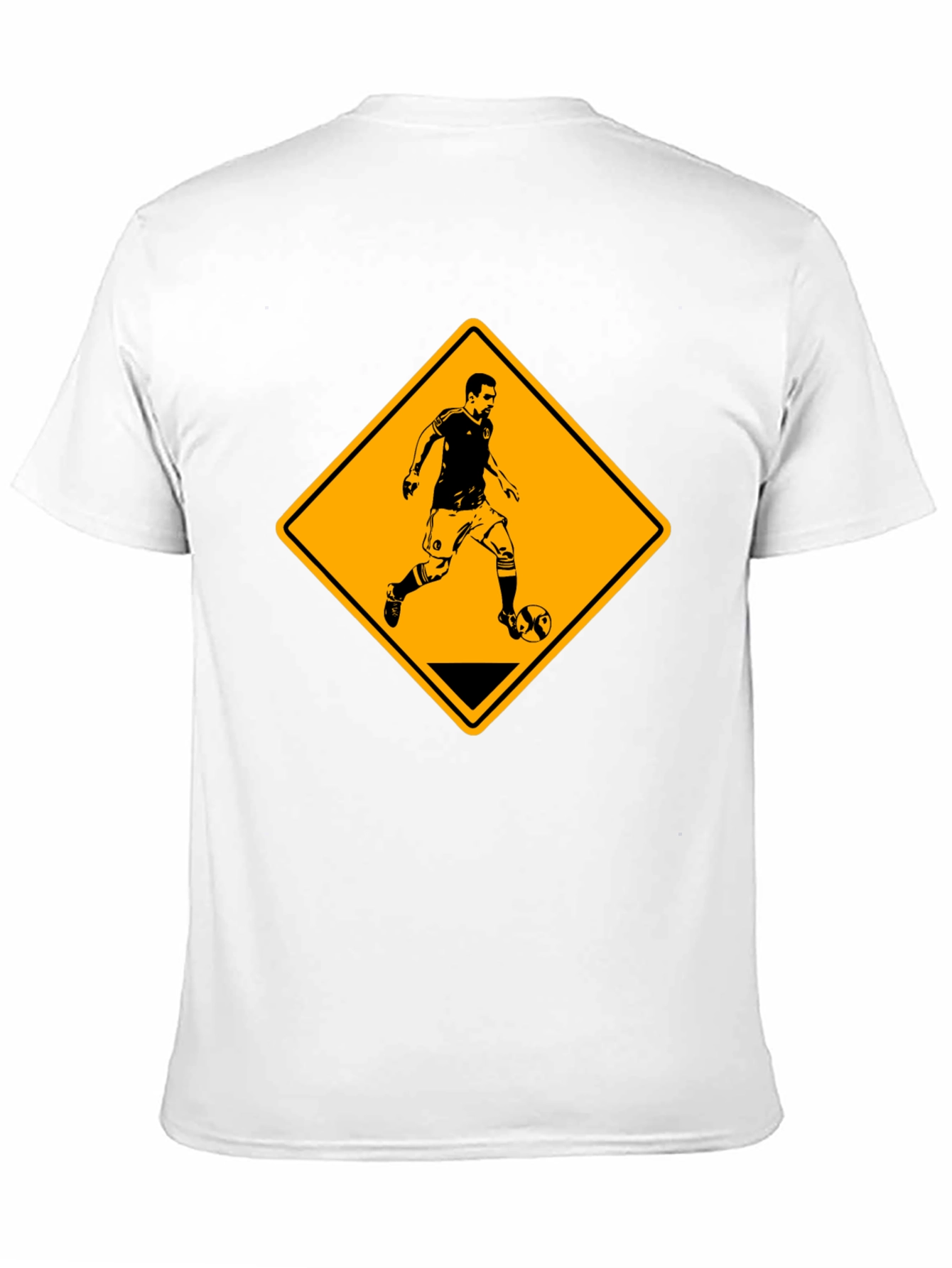 Soccer Player Warning Sign Black Graphic Tee