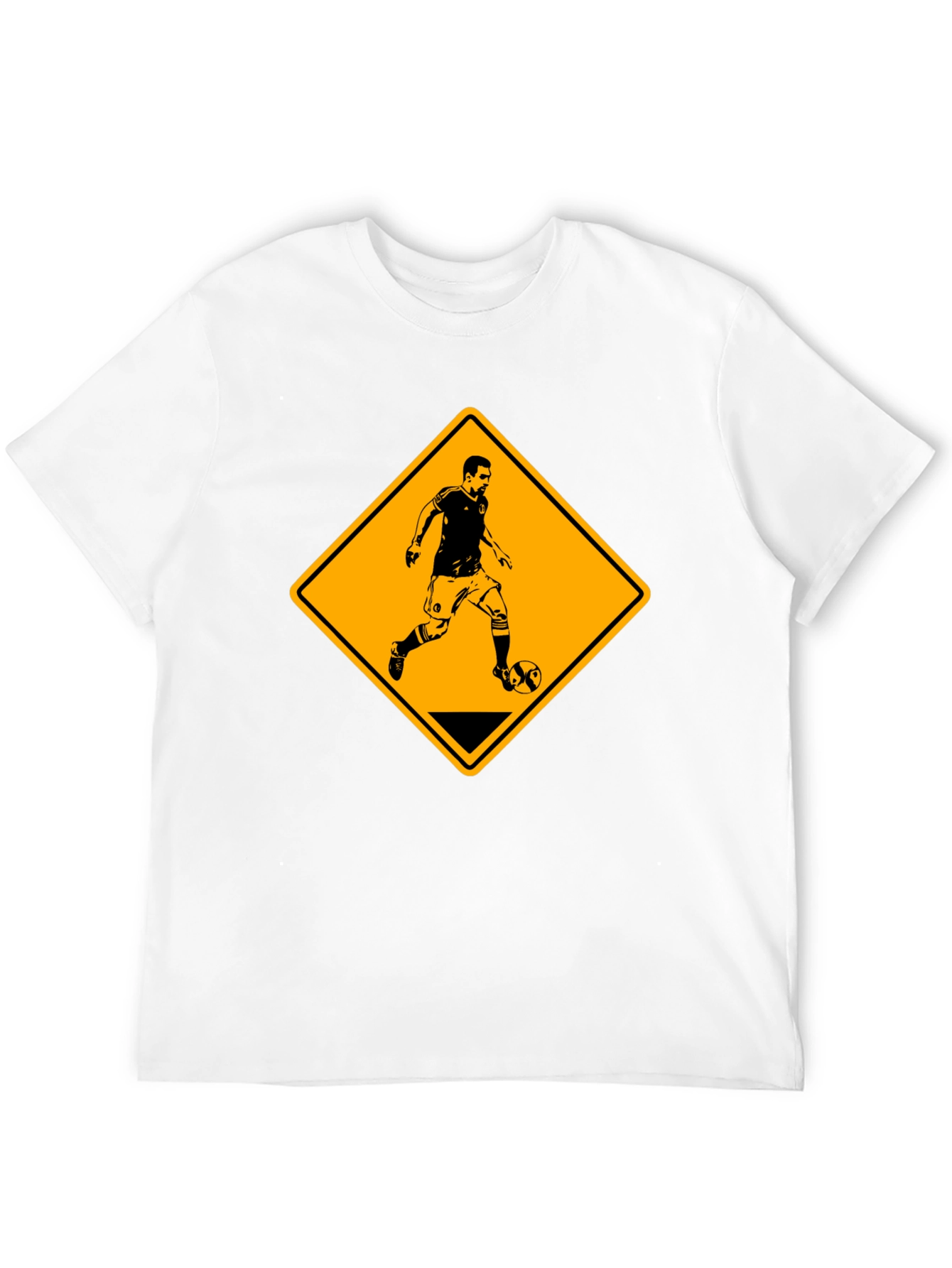 Soccer Player Warning Sign Black Graphic Tee