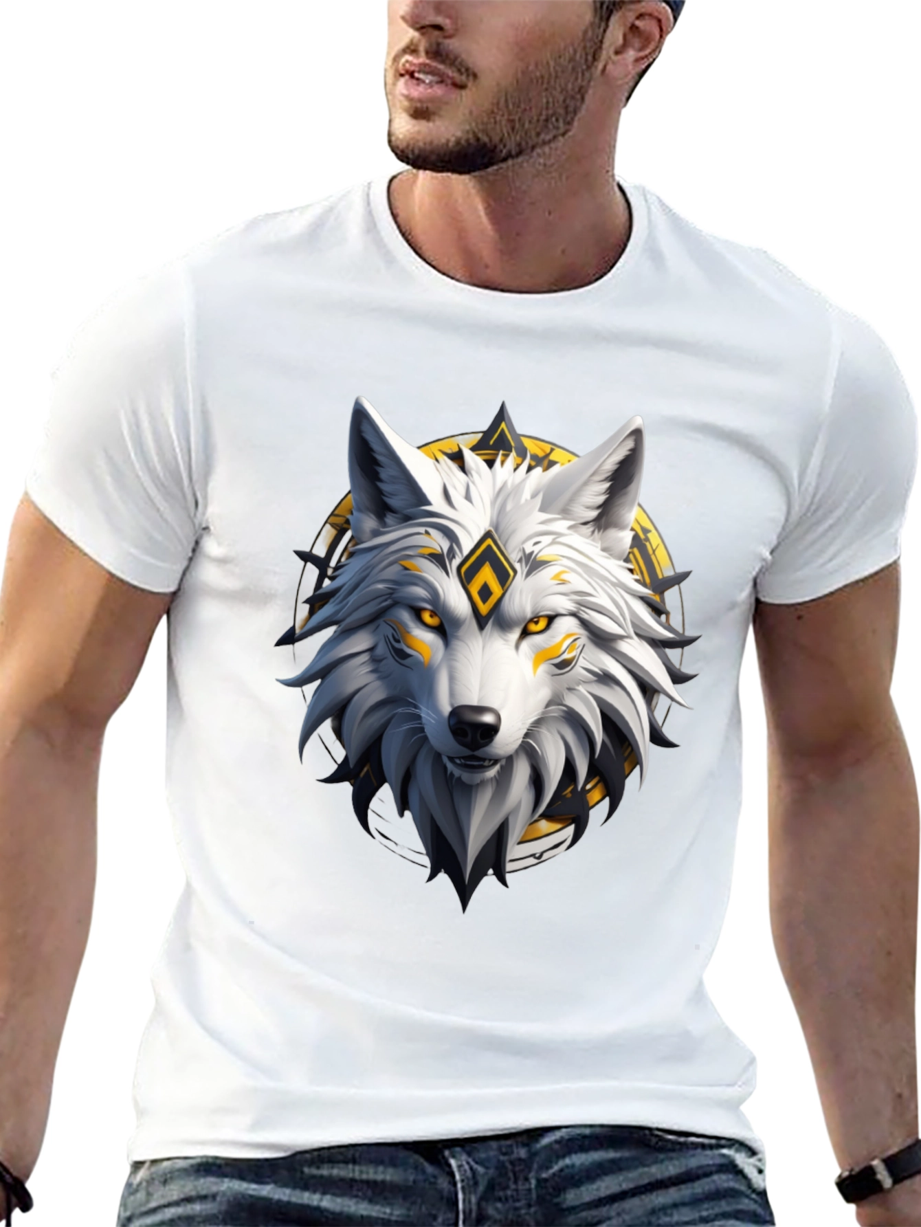 Wolf Graphic Print Crew Neck T-Shirt