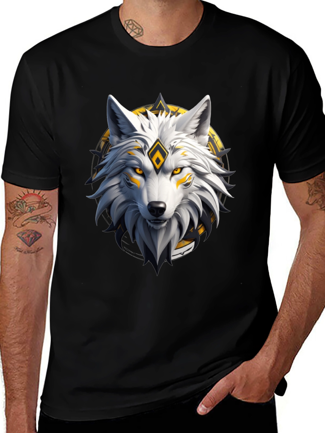 Wolf Graphic Print Crew Neck T-Shirt