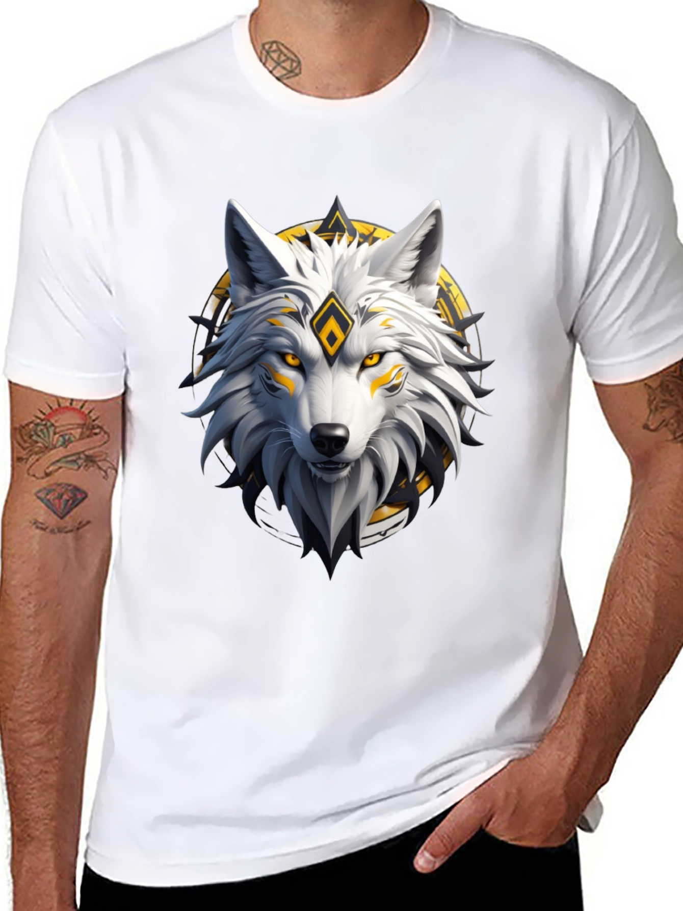 Wolf Graphic Print Crew Neck T-Shirt