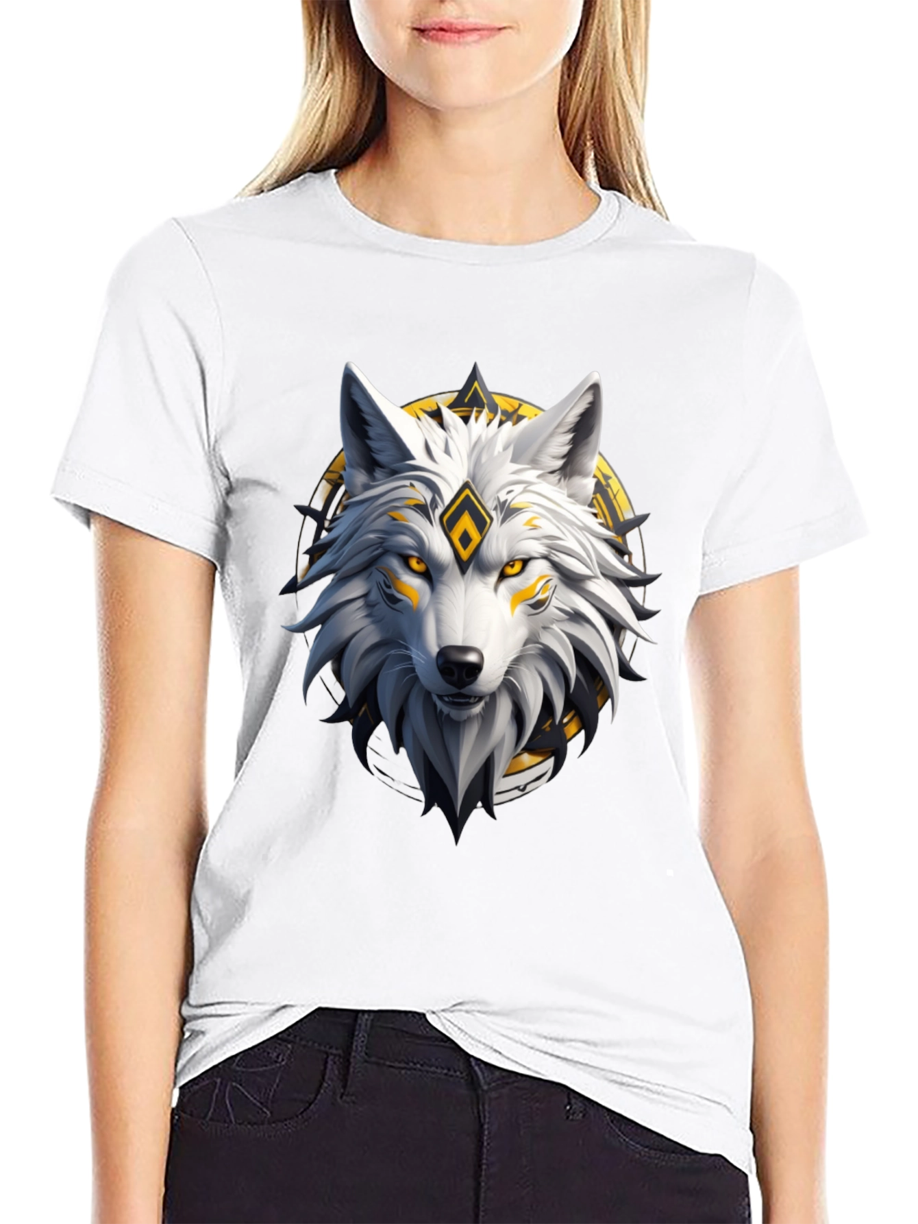 Wolf Graphic Print Crew Neck T-Shirt