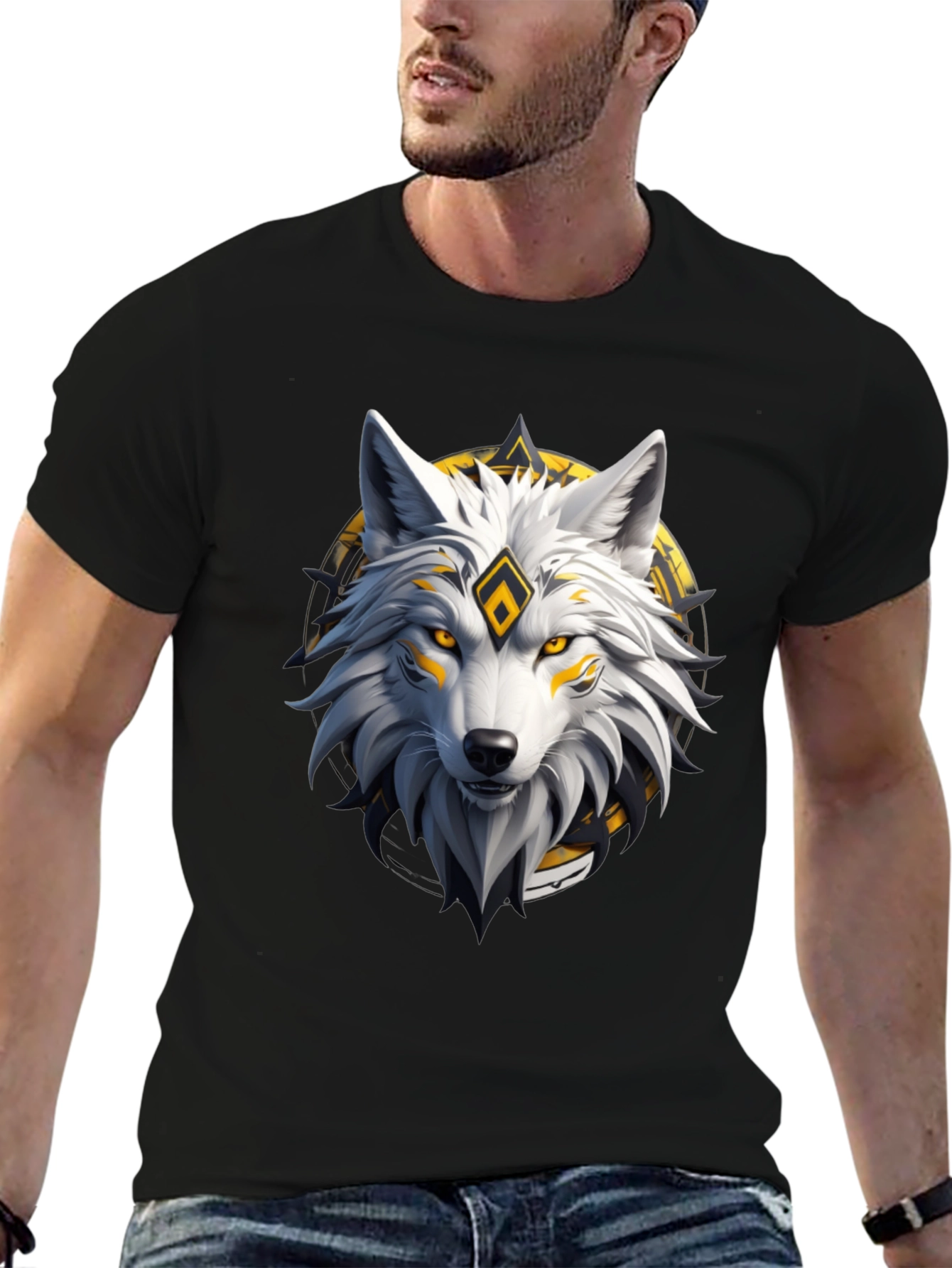 Wolf Graphic Print Crew Neck T-Shirt