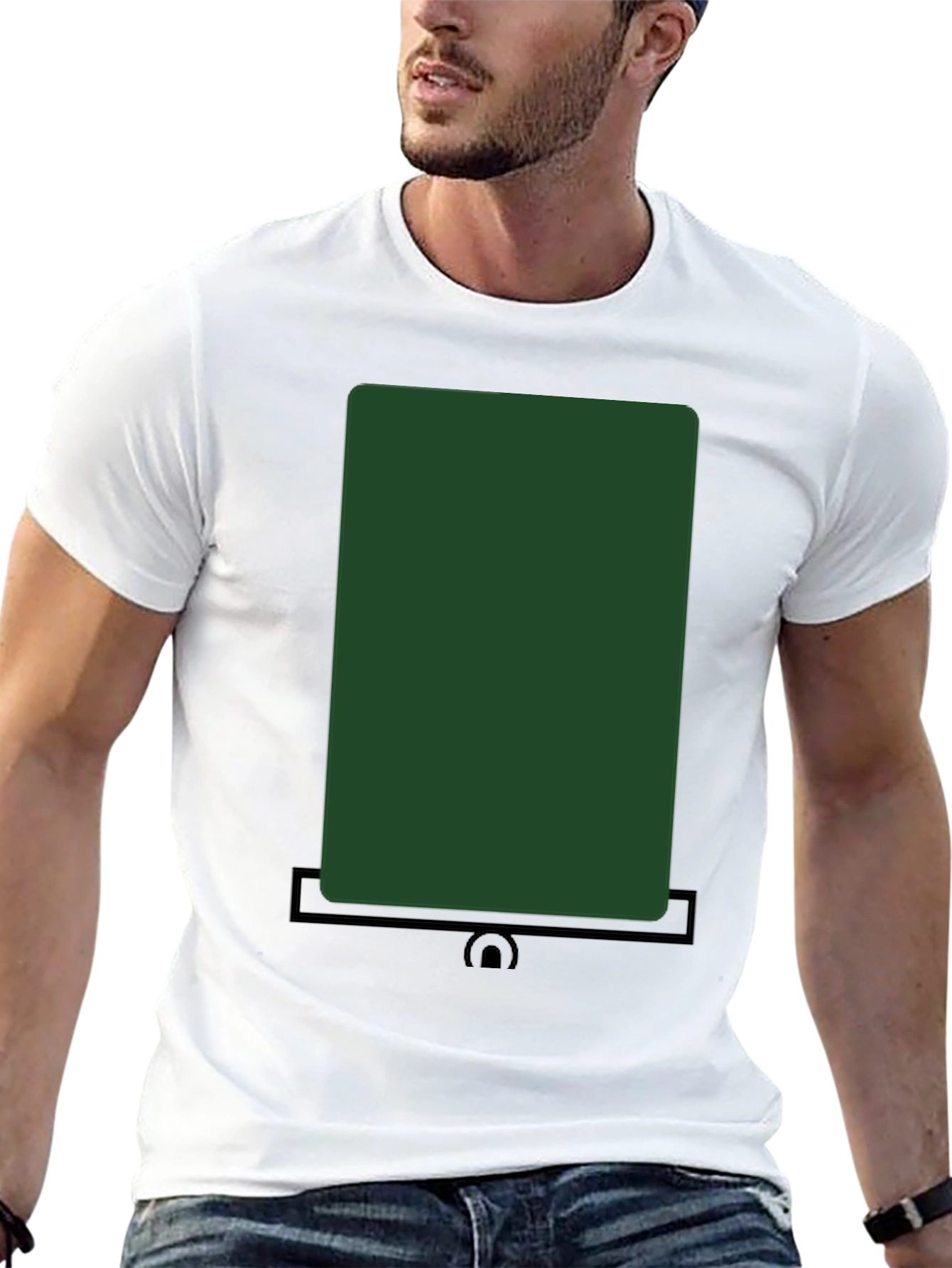 Modern Dark Green Rectangle Graphic T-Shirt