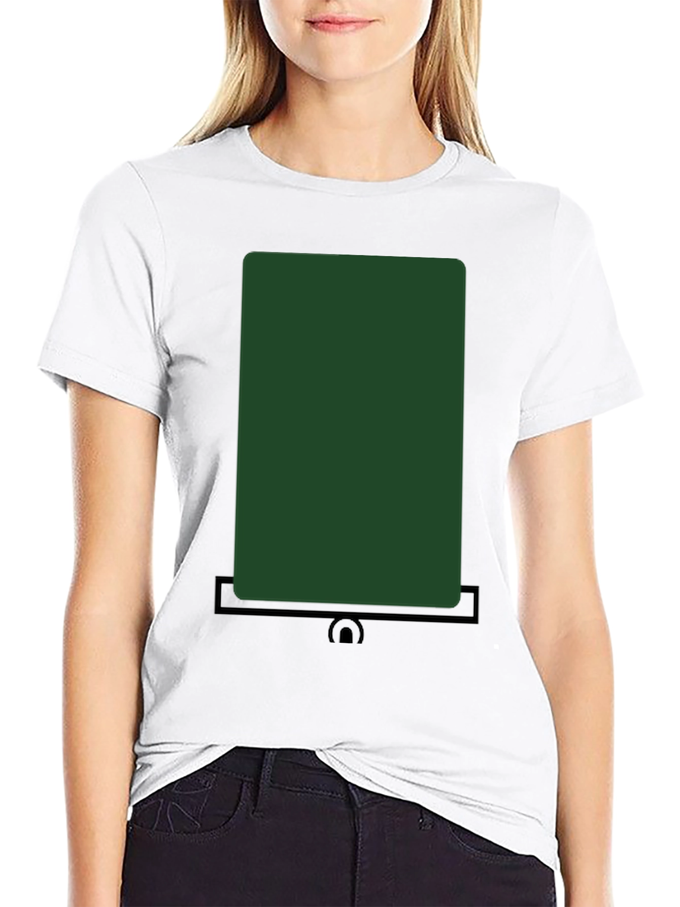 Modern Dark Green Rectangle Graphic T-Shirt