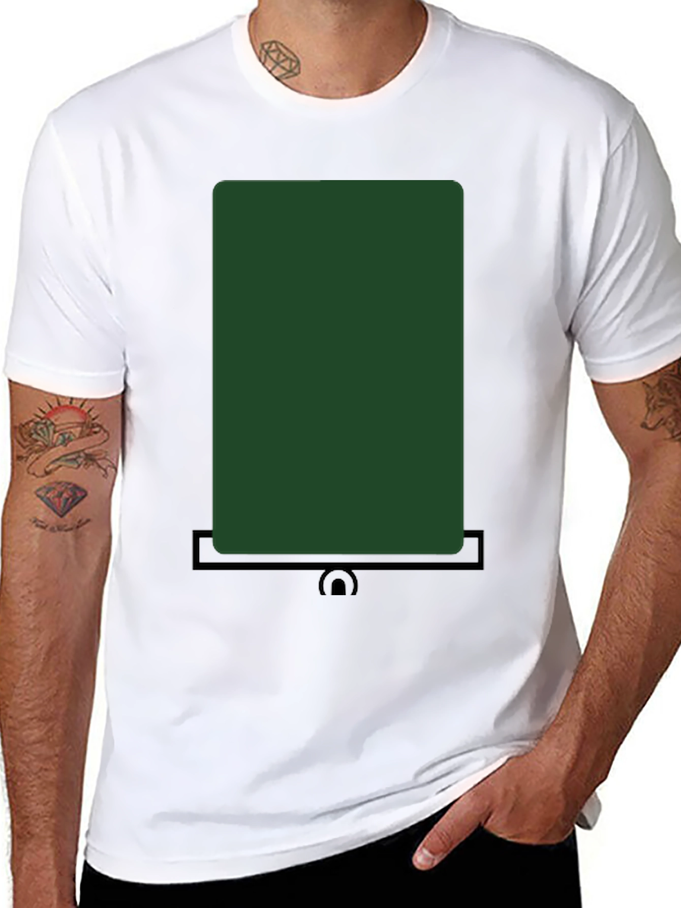 Modern Dark Green Rectangle Graphic T-Shirt