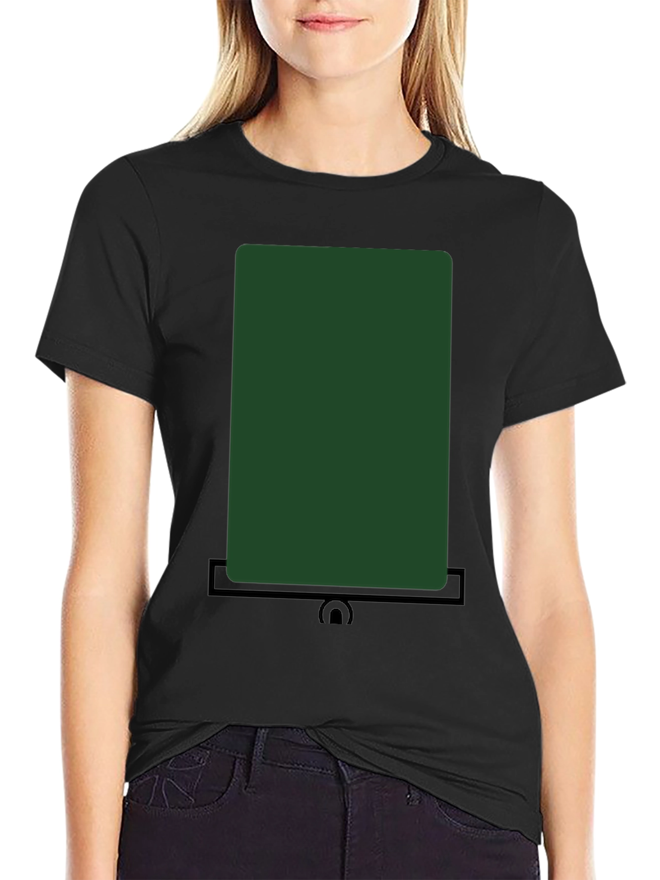 Modern Dark Green Rectangle Graphic T-Shirt