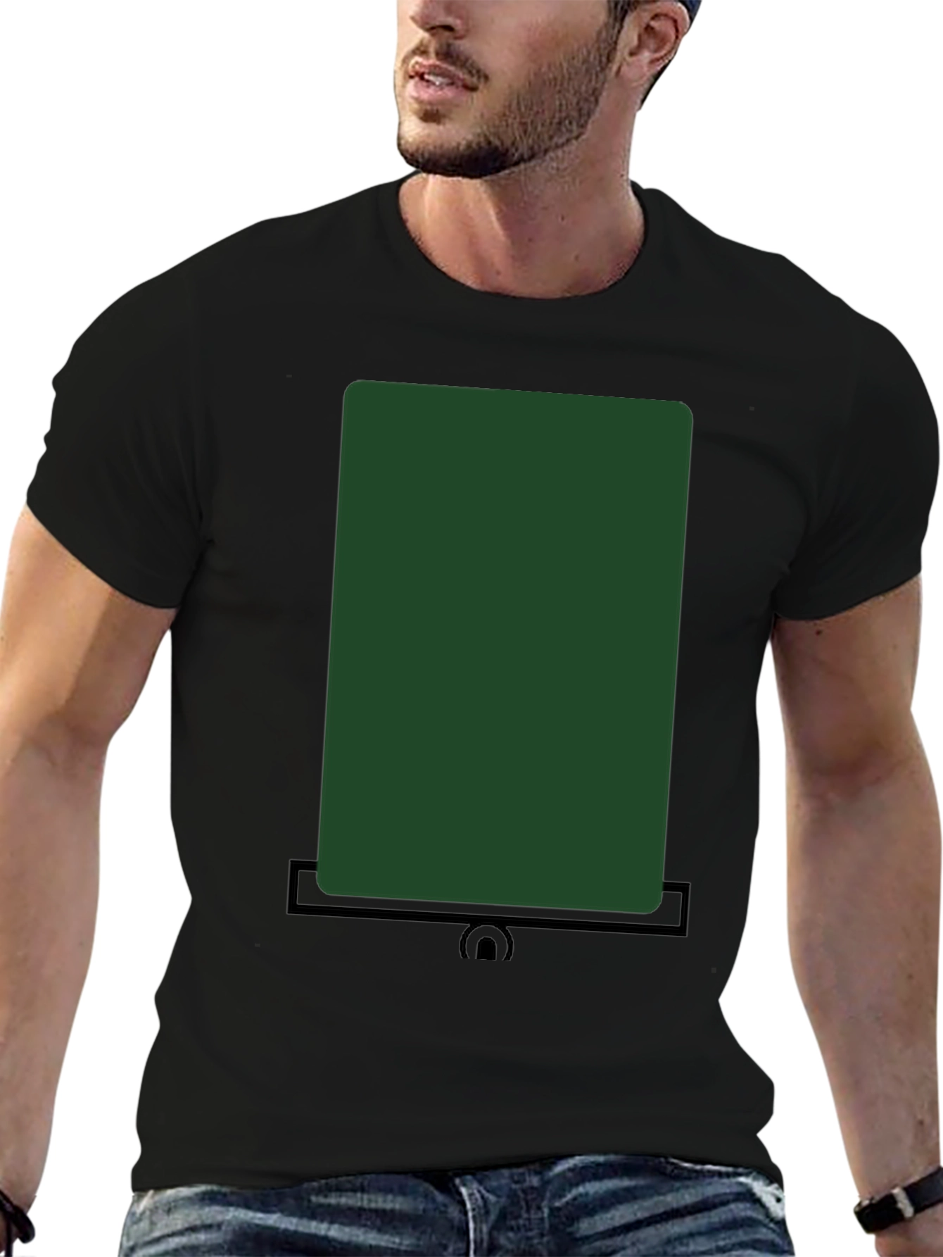 Modern Dark Green Rectangle Graphic T-Shirt