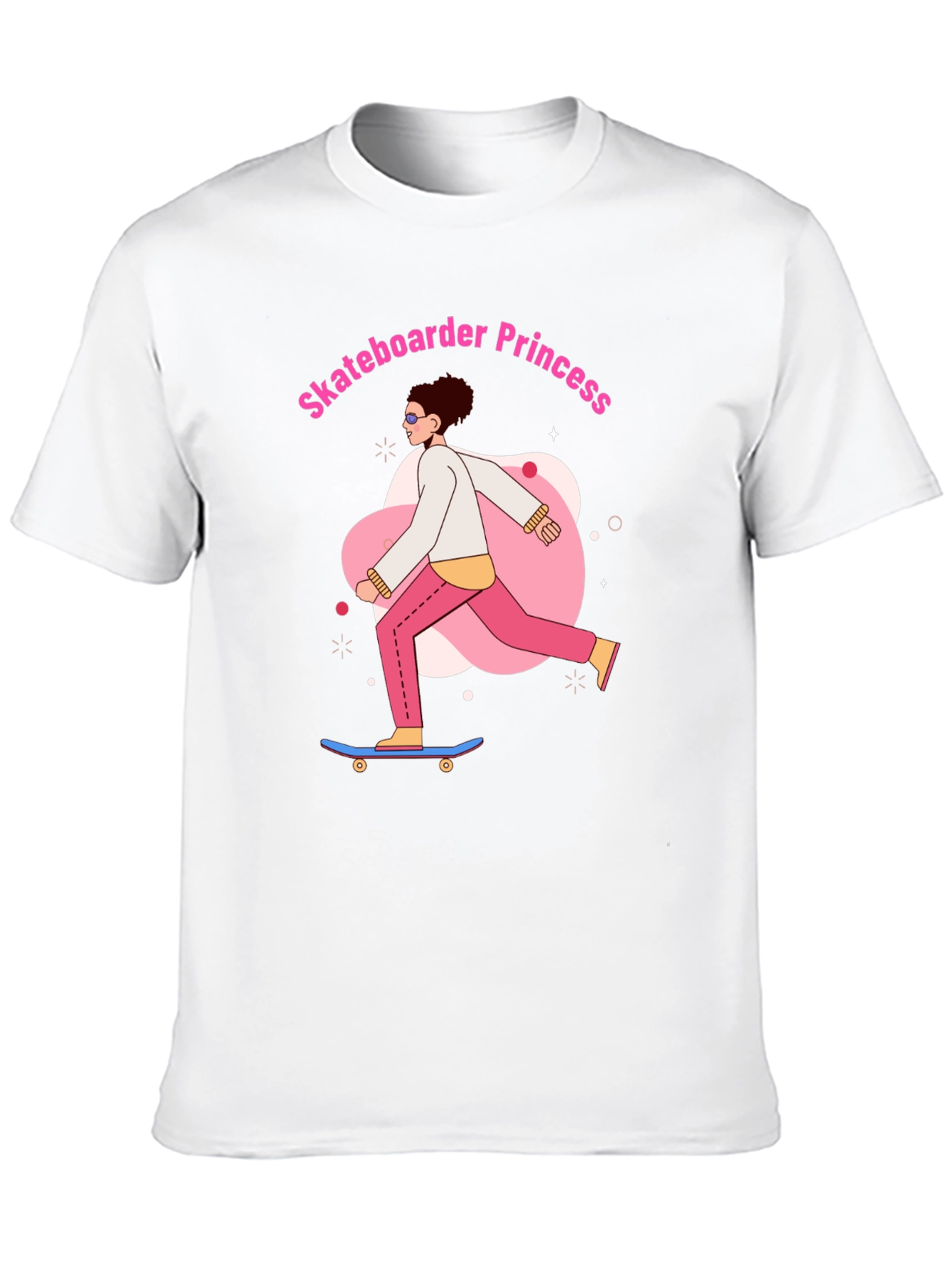 Skateboarder Princess Graphic Tee - Black Cotton Casual Shirt