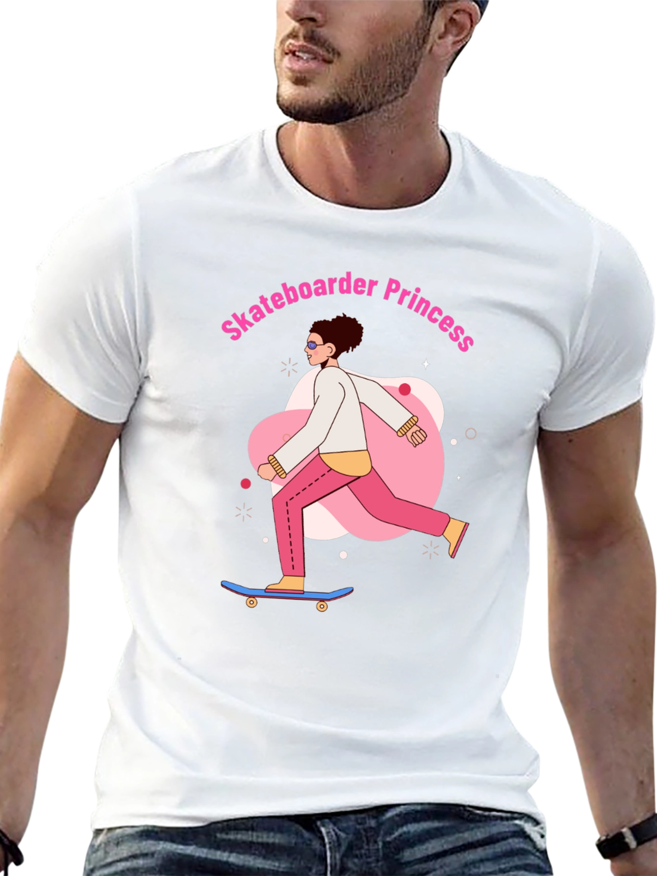Skateboarder Princess Graphic Tee - Black Cotton Casual Shirt