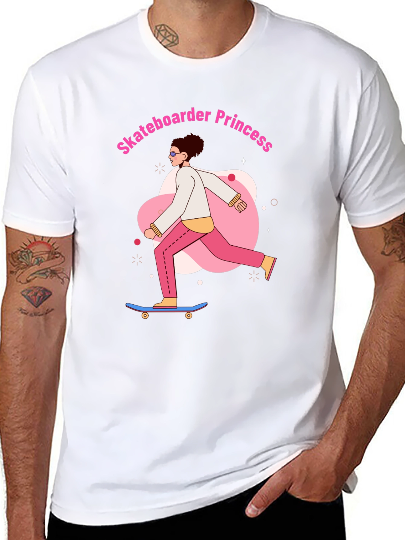 Skateboarder Princess Graphic Tee - Black Cotton Casual Shirt