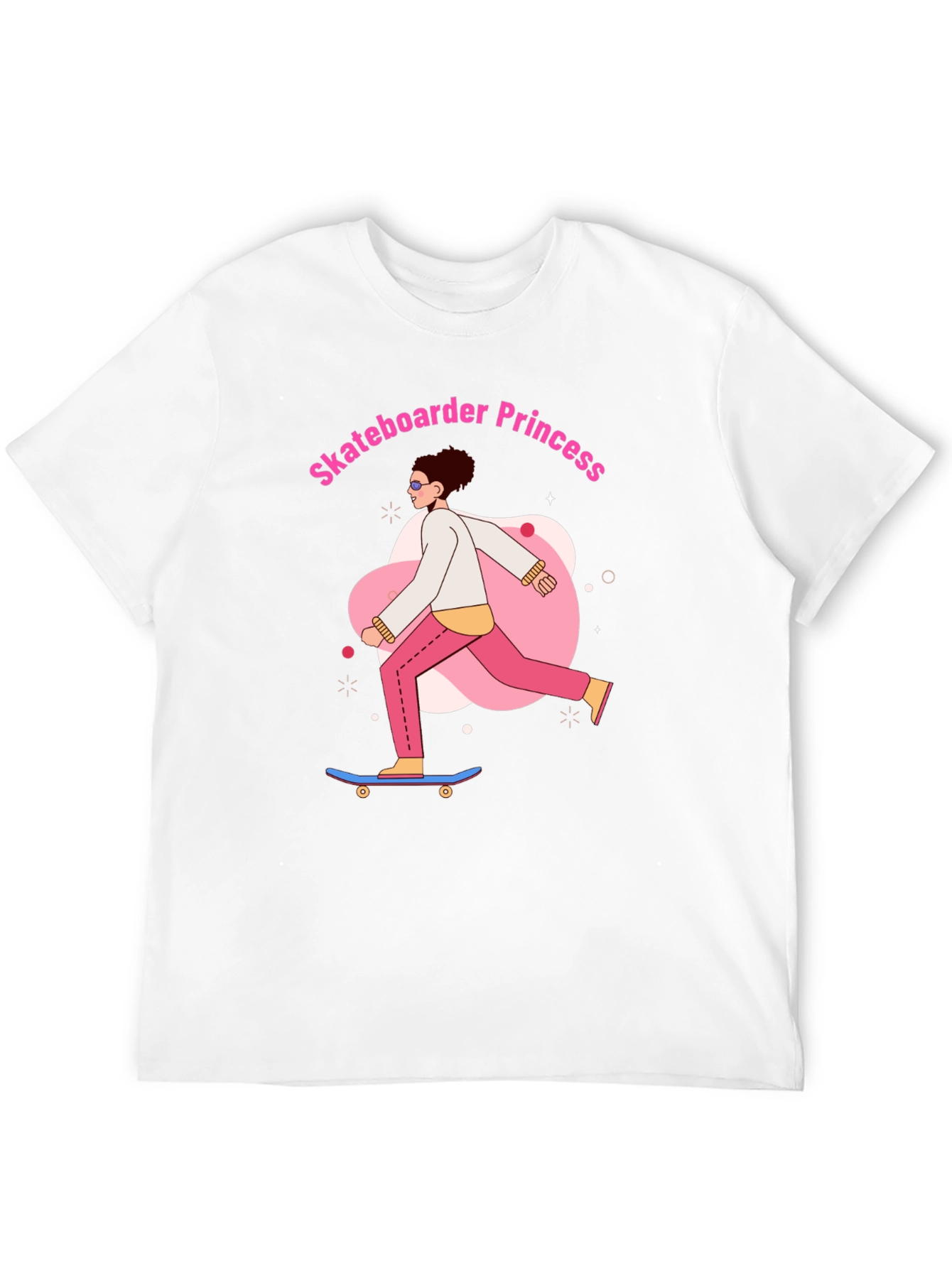 Skateboarder Princess Graphic Tee - Black Cotton Casual Shirt