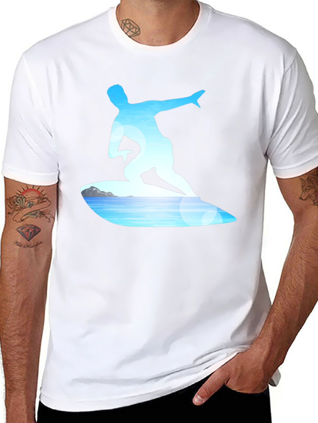 Surfer Graphic Tee - Black Cotton Blend