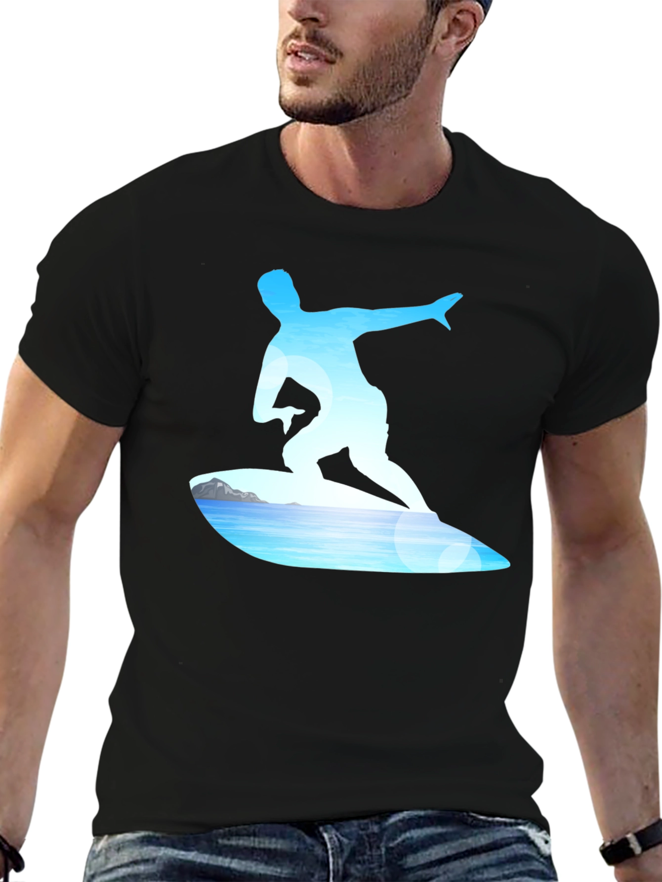 Surfer Graphic Tee - Black Cotton Blend