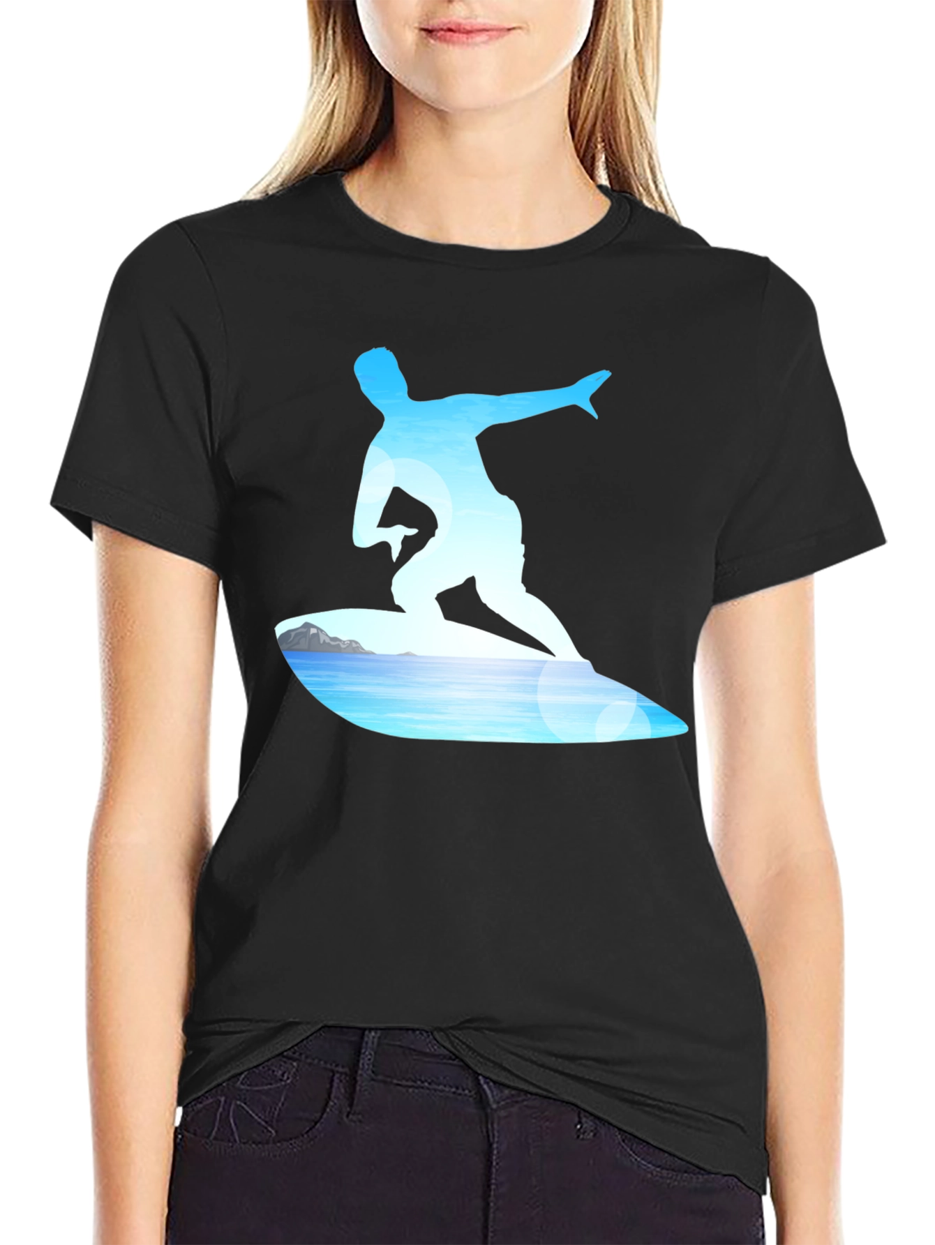 Surfer Graphic Tee - Black Cotton Blend