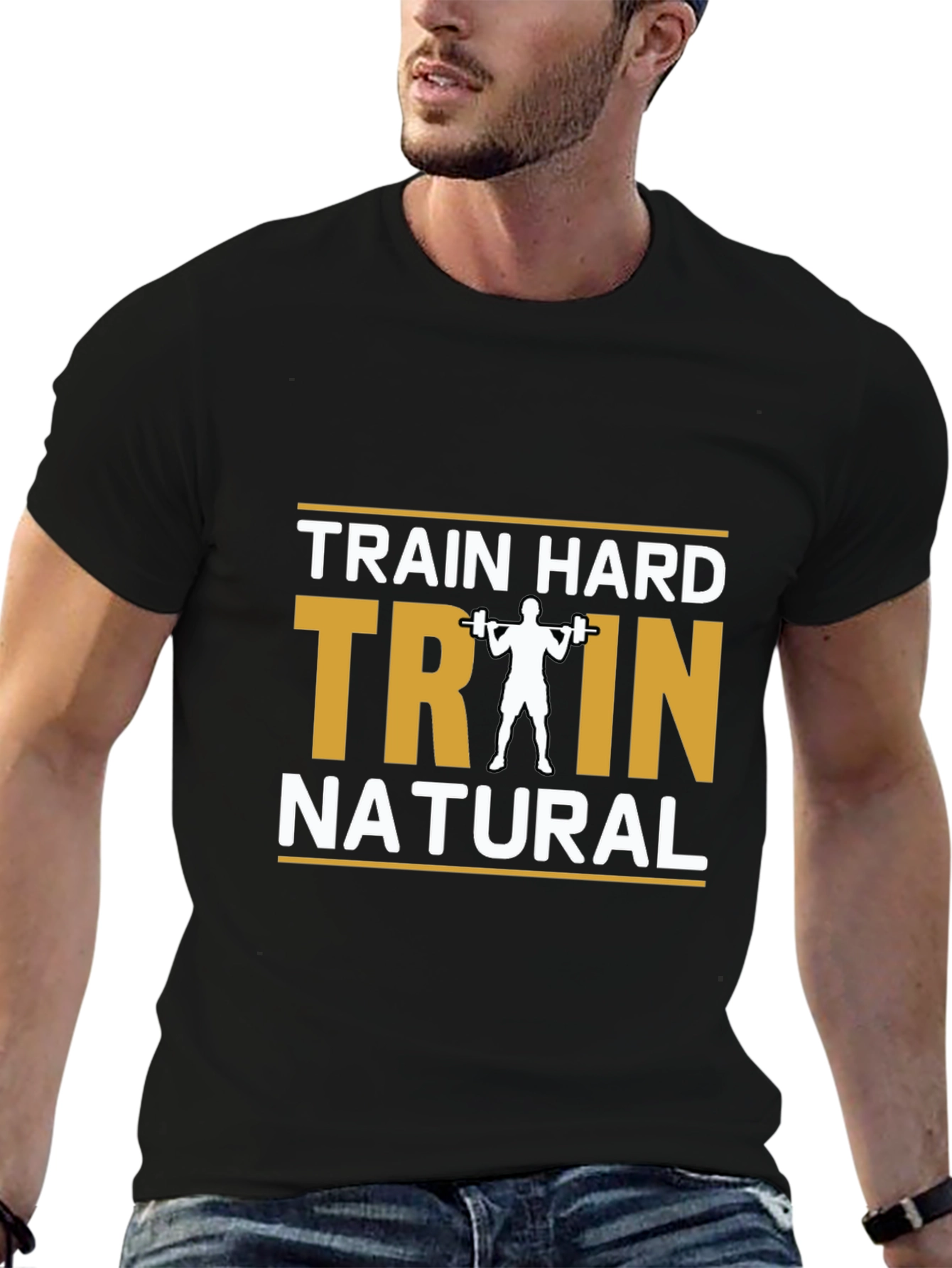 Train Hard Natural Black T-Shirt