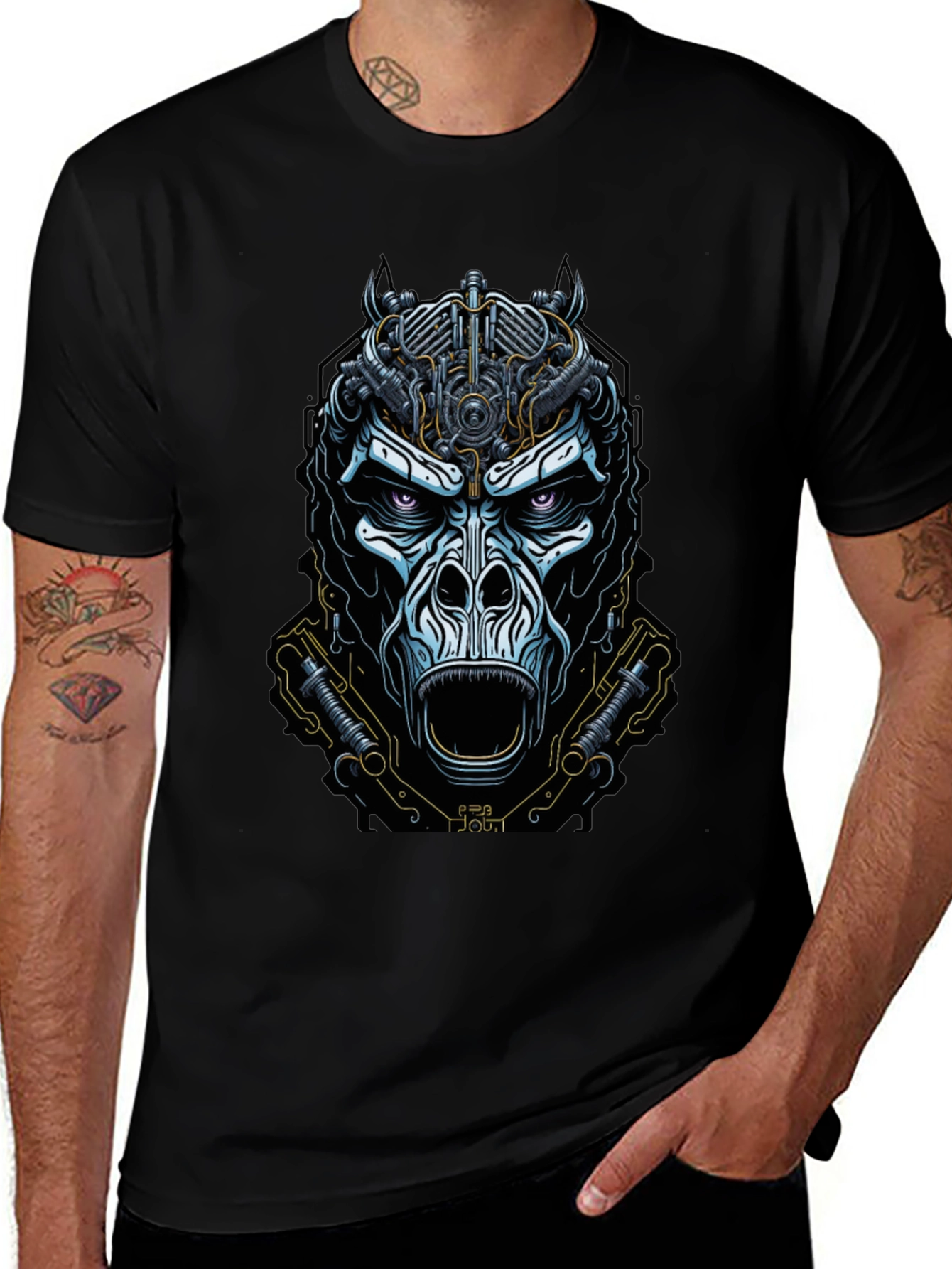Mechanical Gorilla Graphic Tee - Bold Black T-Shirt