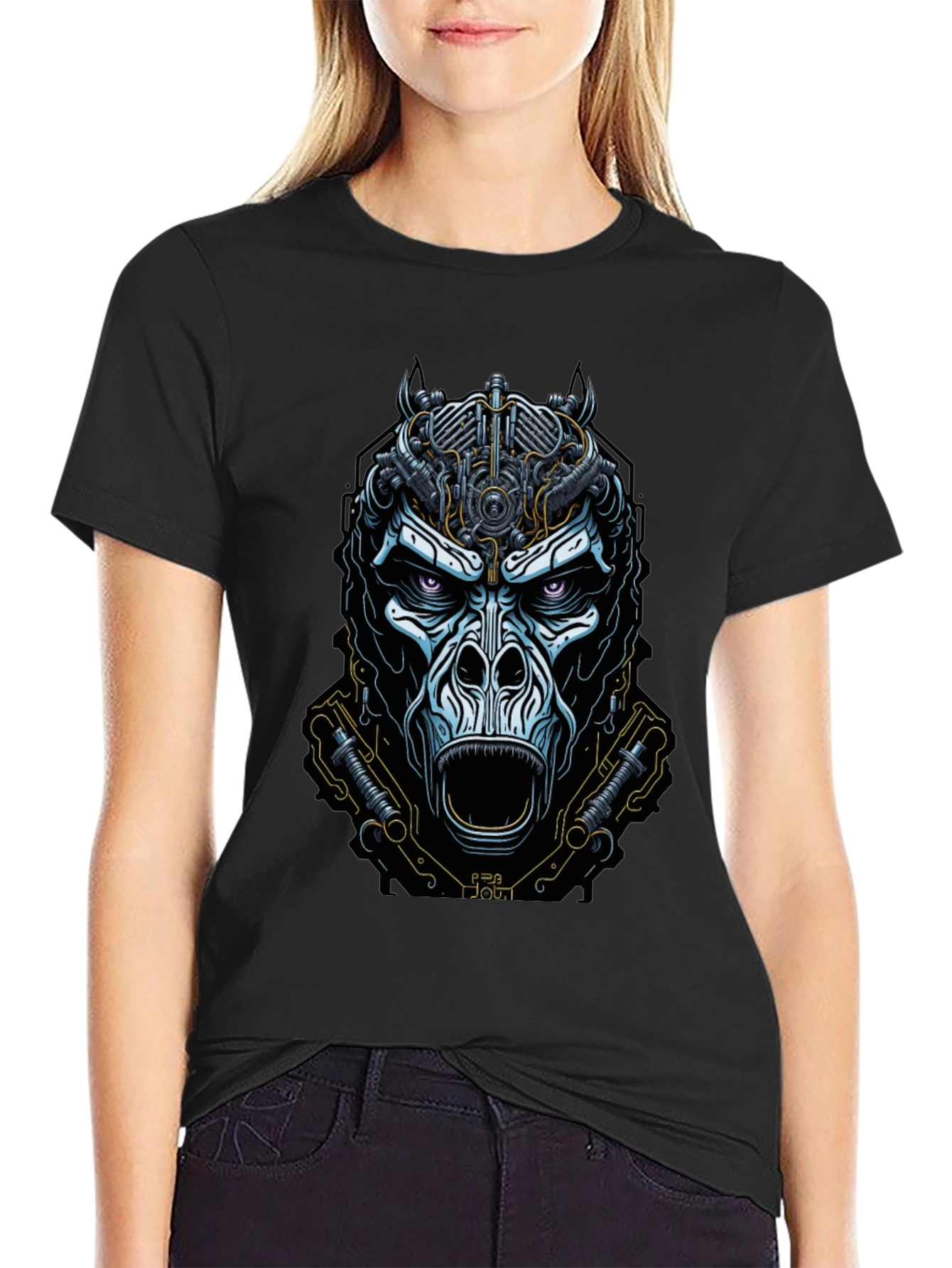 Mechanical Gorilla Graphic Tee - Bold Black T-Shirt