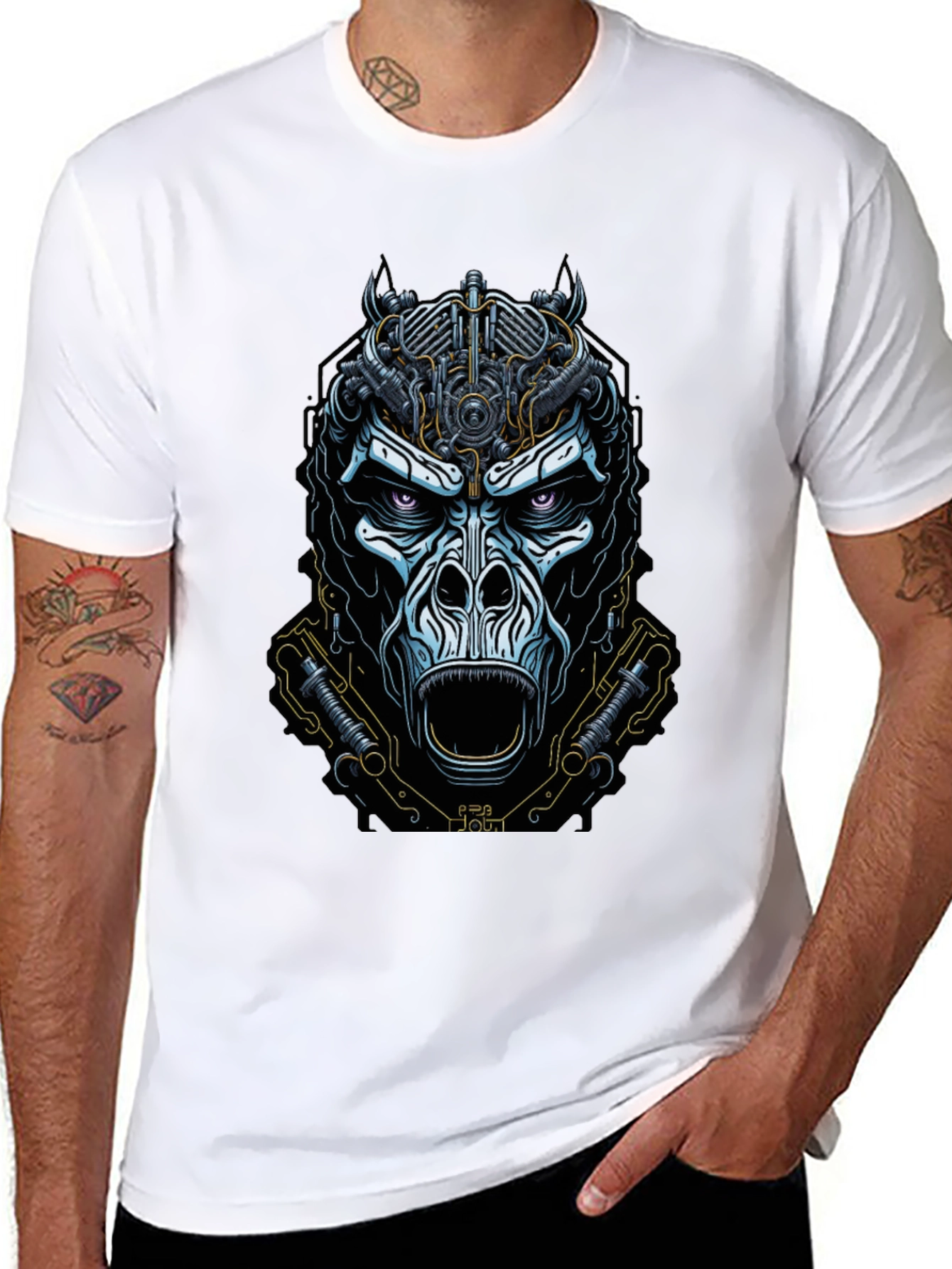 Mechanical Gorilla Graphic Tee - Bold Black T-Shirt