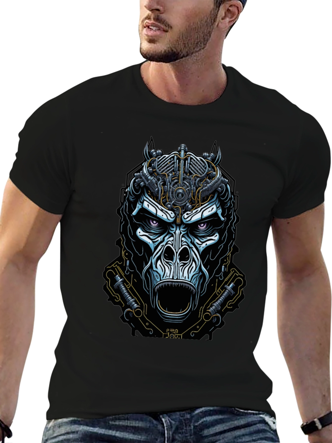 Mechanical Gorilla Graphic Tee - Bold Black T-Shirt