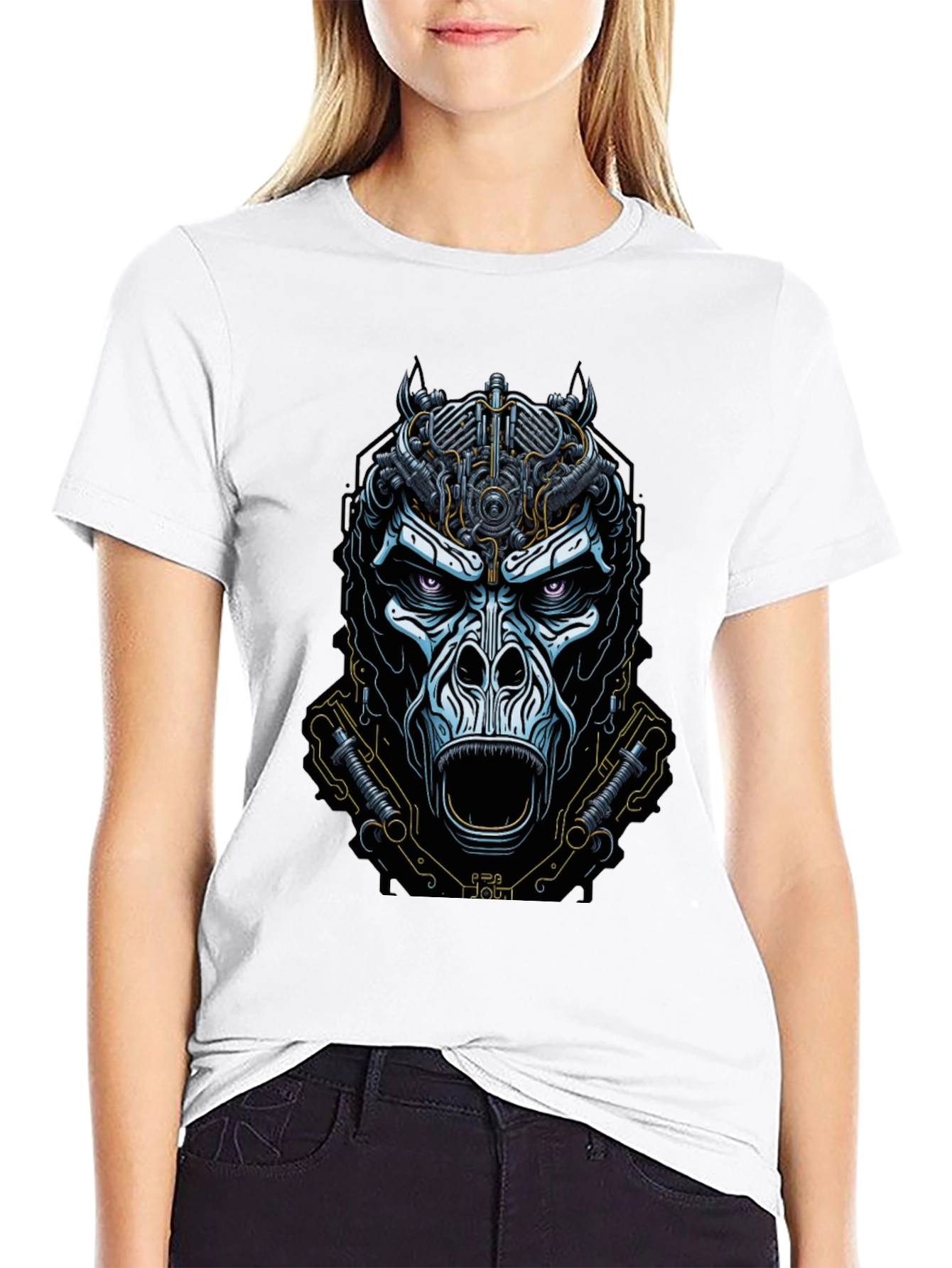 Mechanical Gorilla Graphic Tee - Bold Black T-Shirt