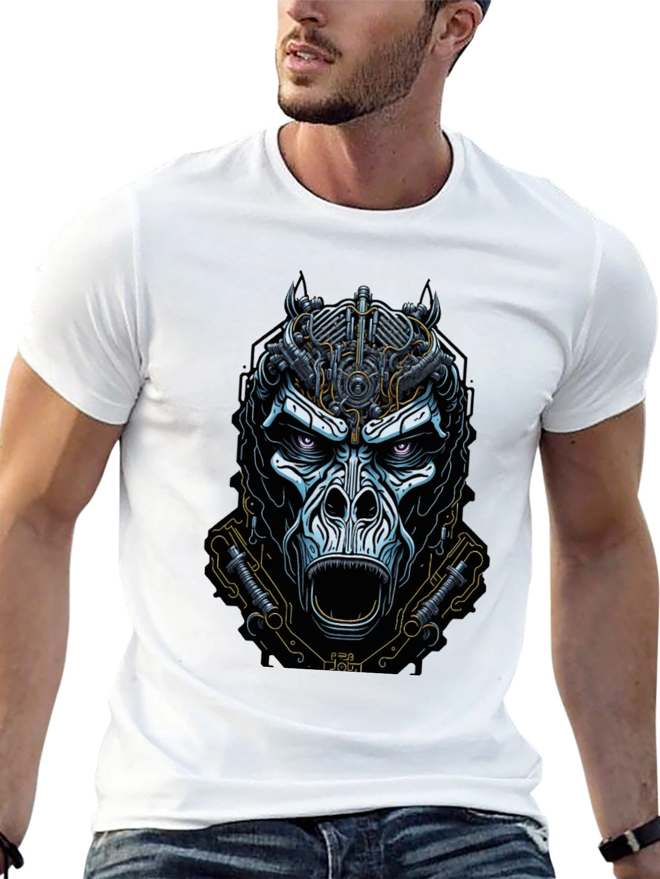 Mechanical Gorilla Graphic Tee - Bold Black T-Shirt