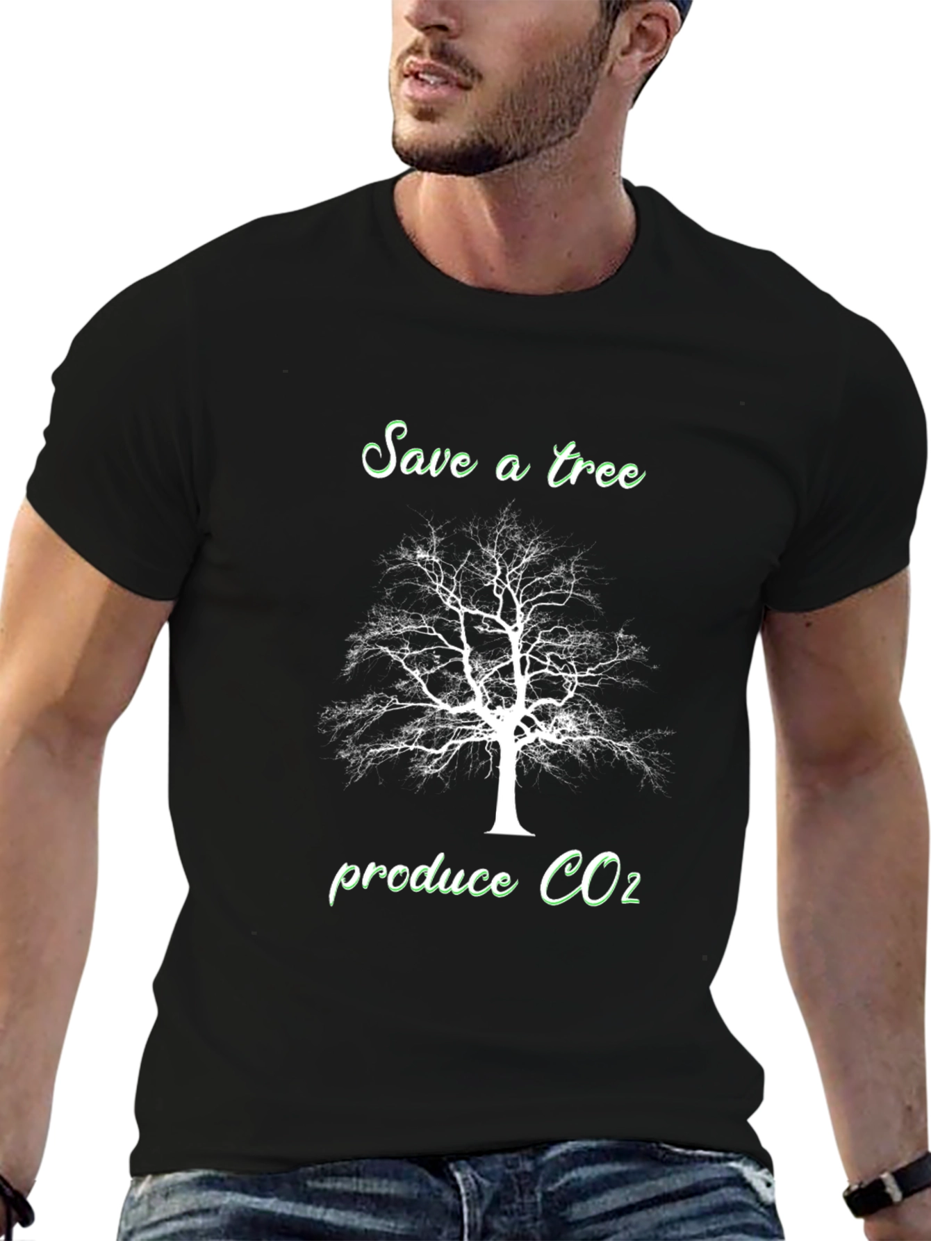 Save a Tree Produce CO2 T-Shirt - Black