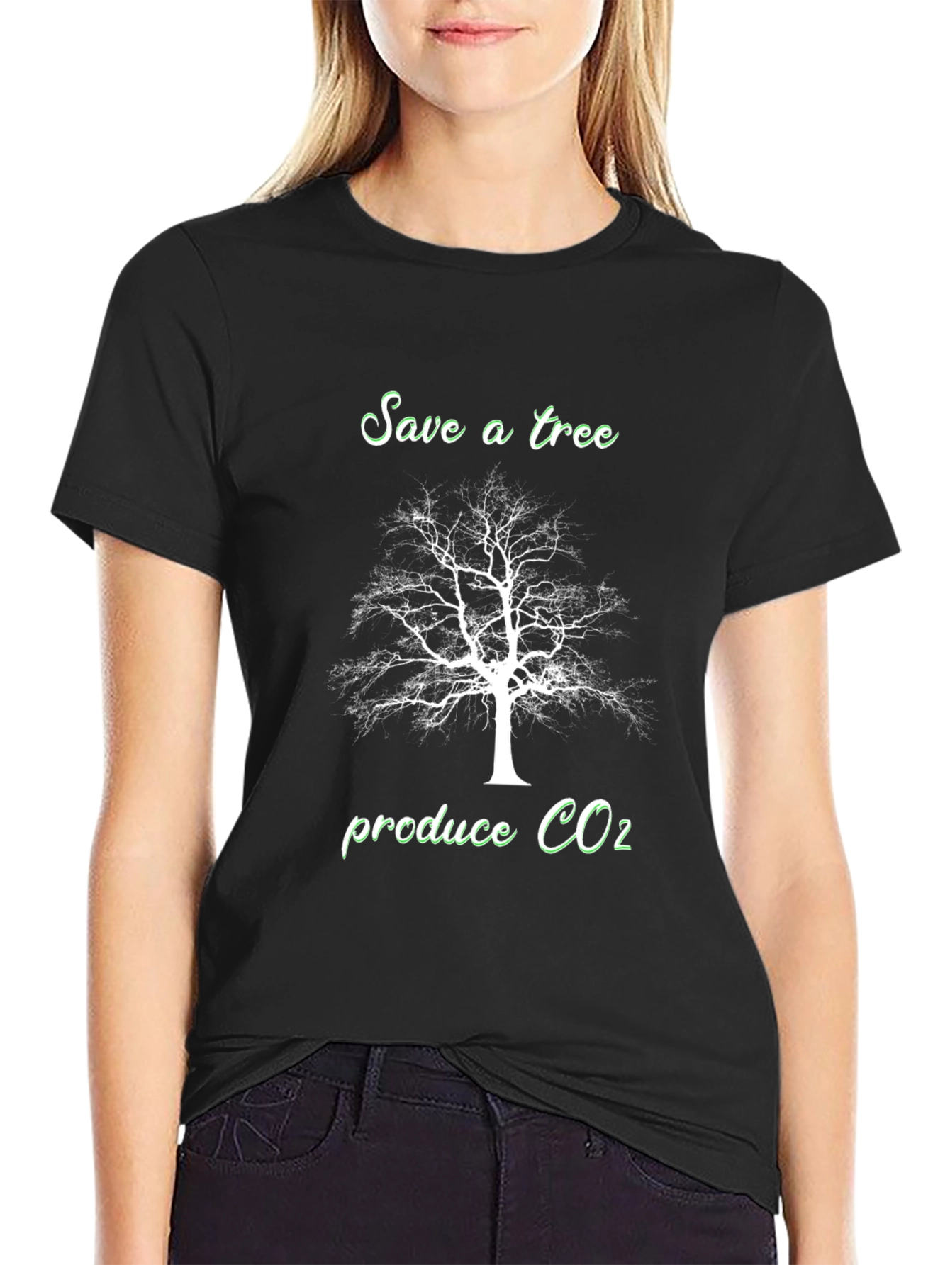 Save a Tree Produce CO2 T-Shirt - Black