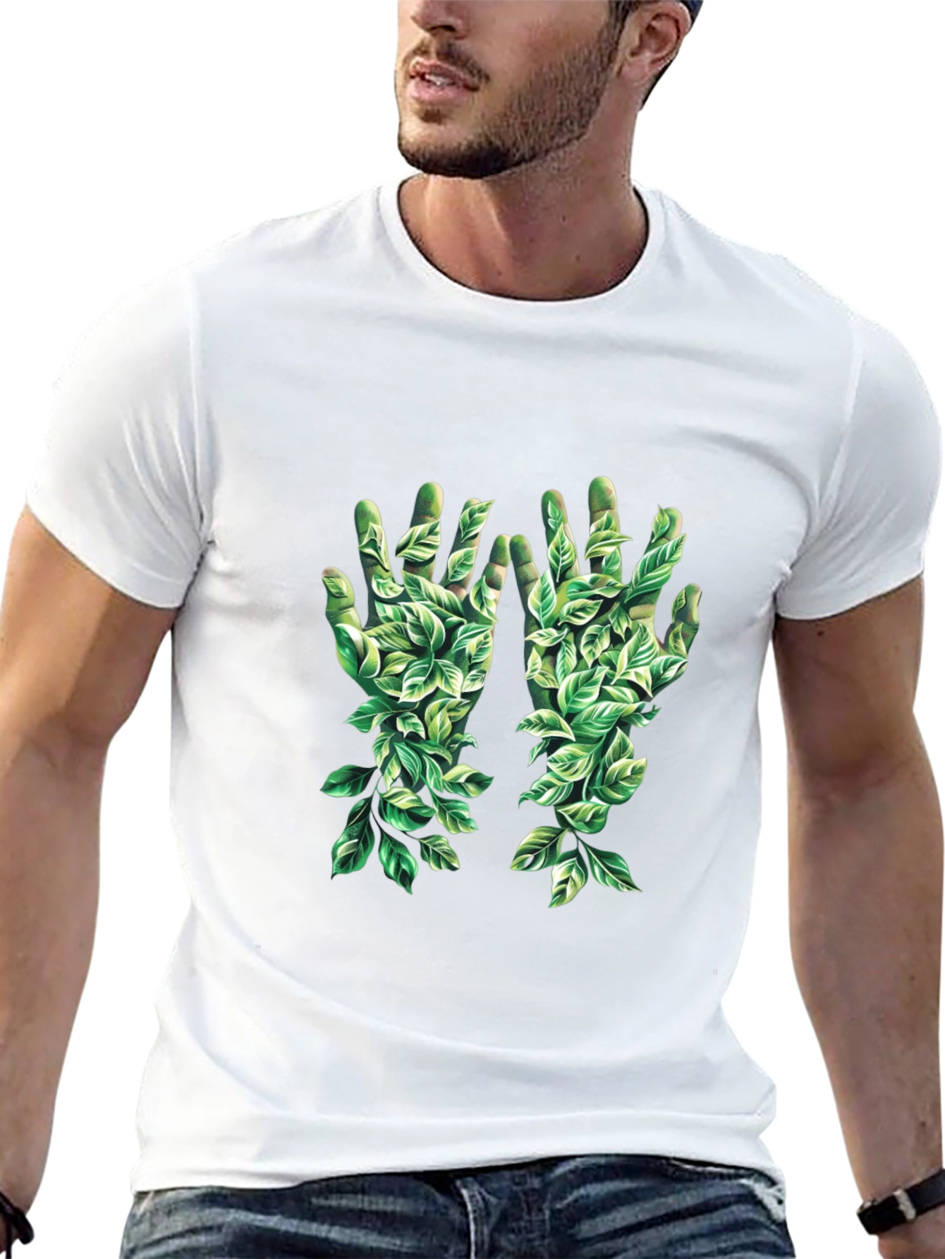 Leaf Hands Graphic Black T-Shirt
