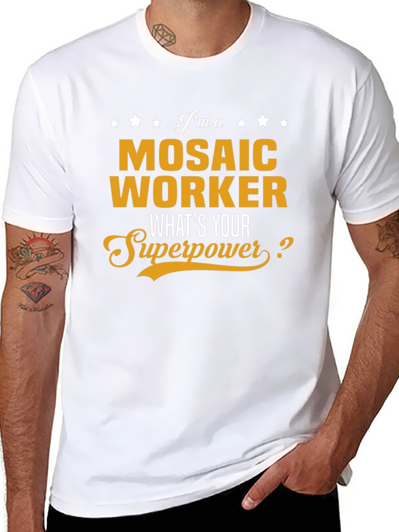 Mosaic Worker Superpower T-Shirt Funny Job Tee