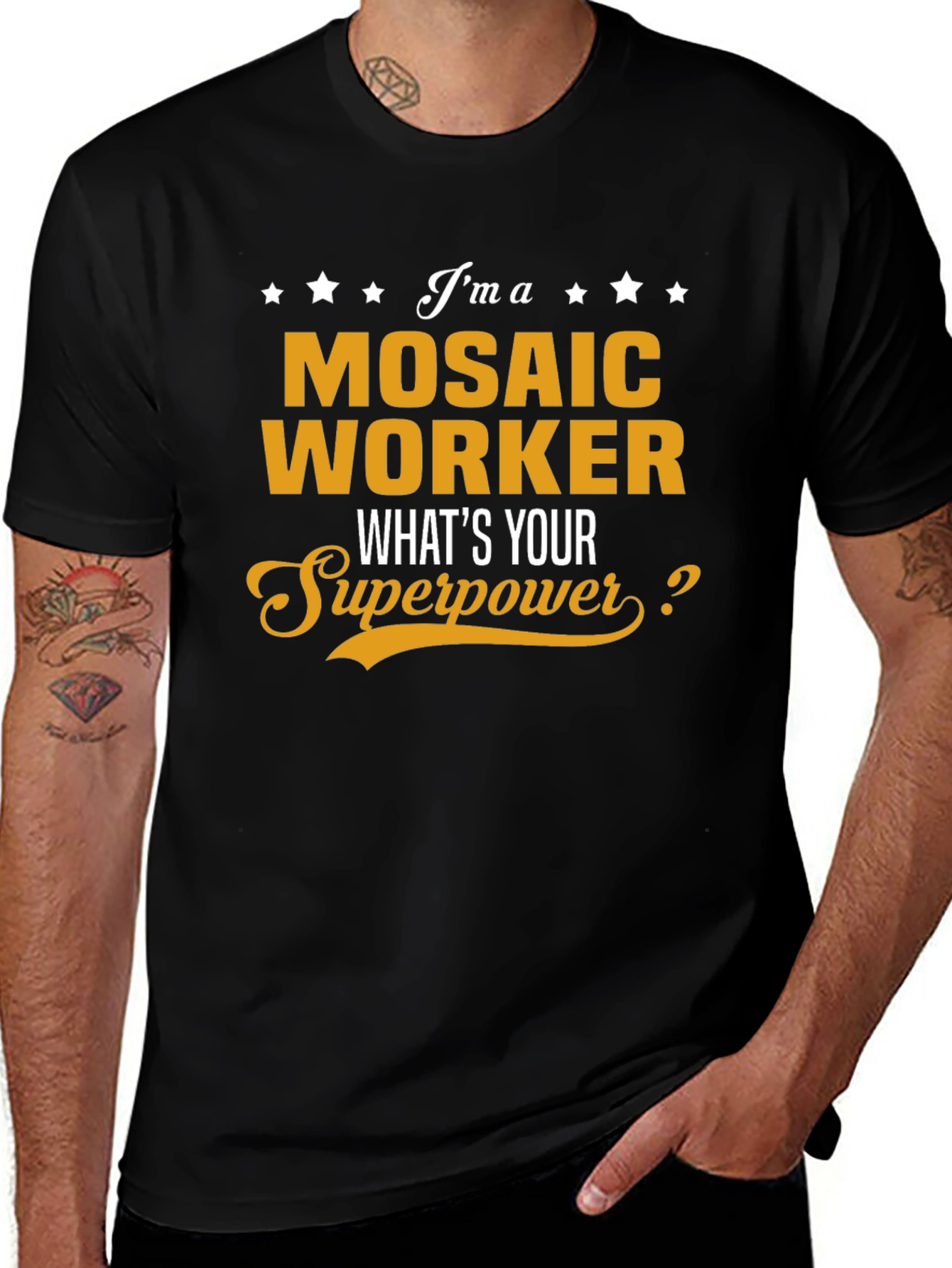 Mosaic Worker Superpower T-Shirt Funny Job Tee